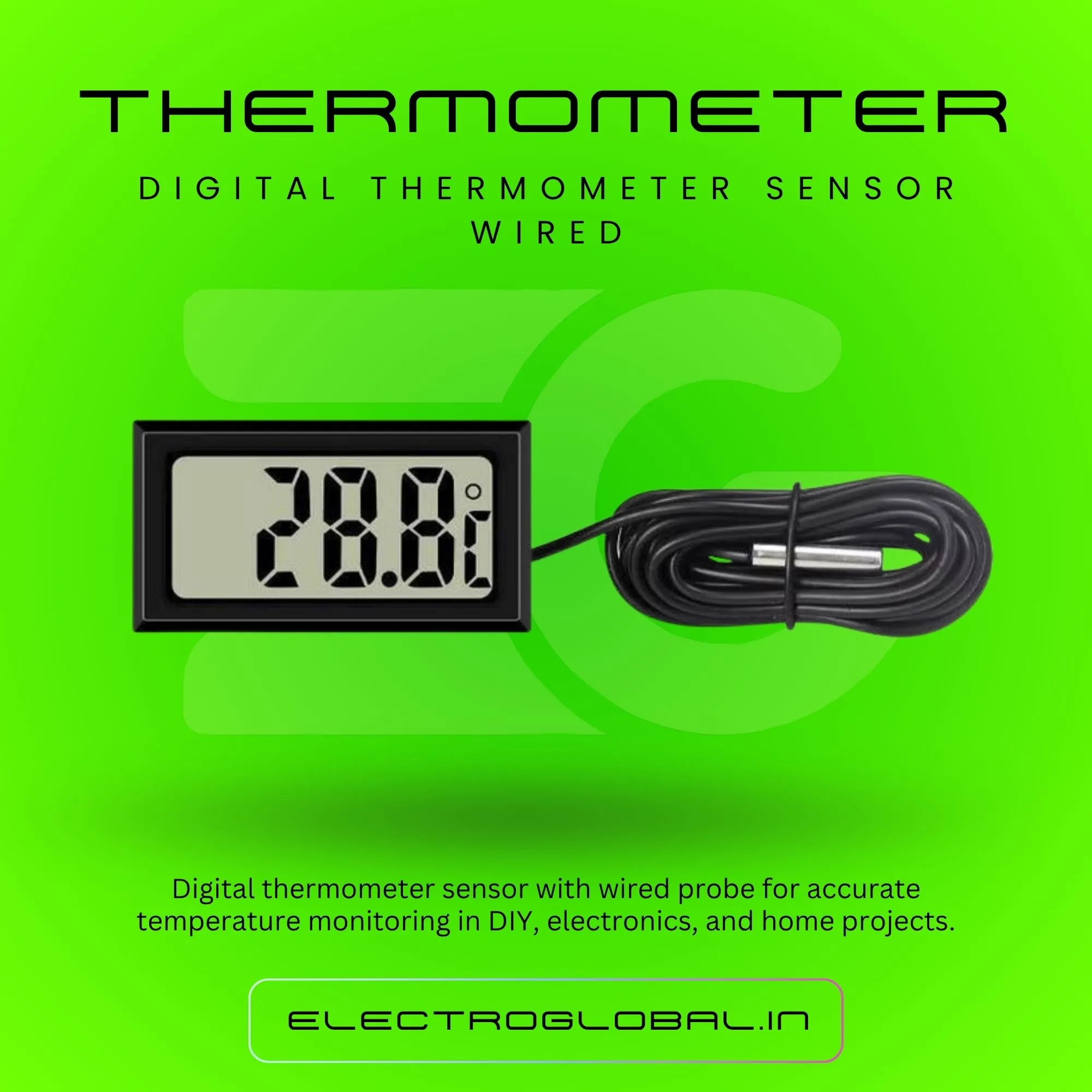 Reliable Digital Thermometer Sensor Wired: Electric Thermometer, Fridge Thermometer, Temperature Sensor and Digital Thermometer for Home Usage alternate