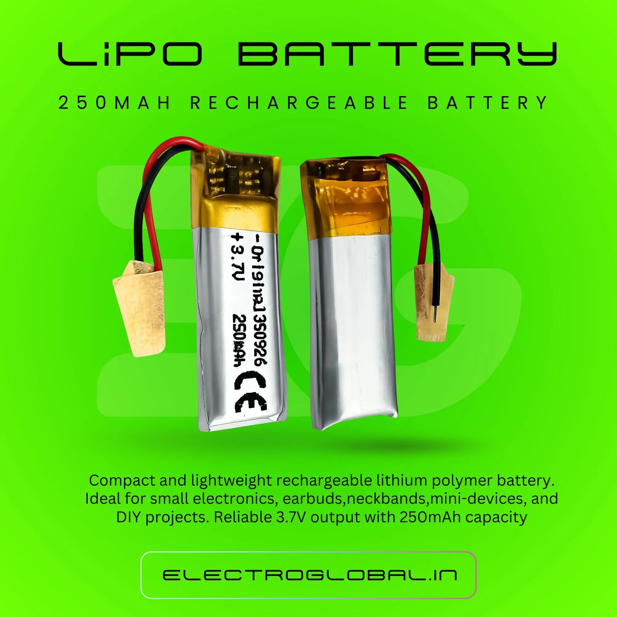 3.7V 250mAh LiPo Battery for Toy Car Battery, 3.7 v Lithium Polymer Battery, 250mah Lipo Battery, 3.7v 250mah Battery, Lipo Battery 3