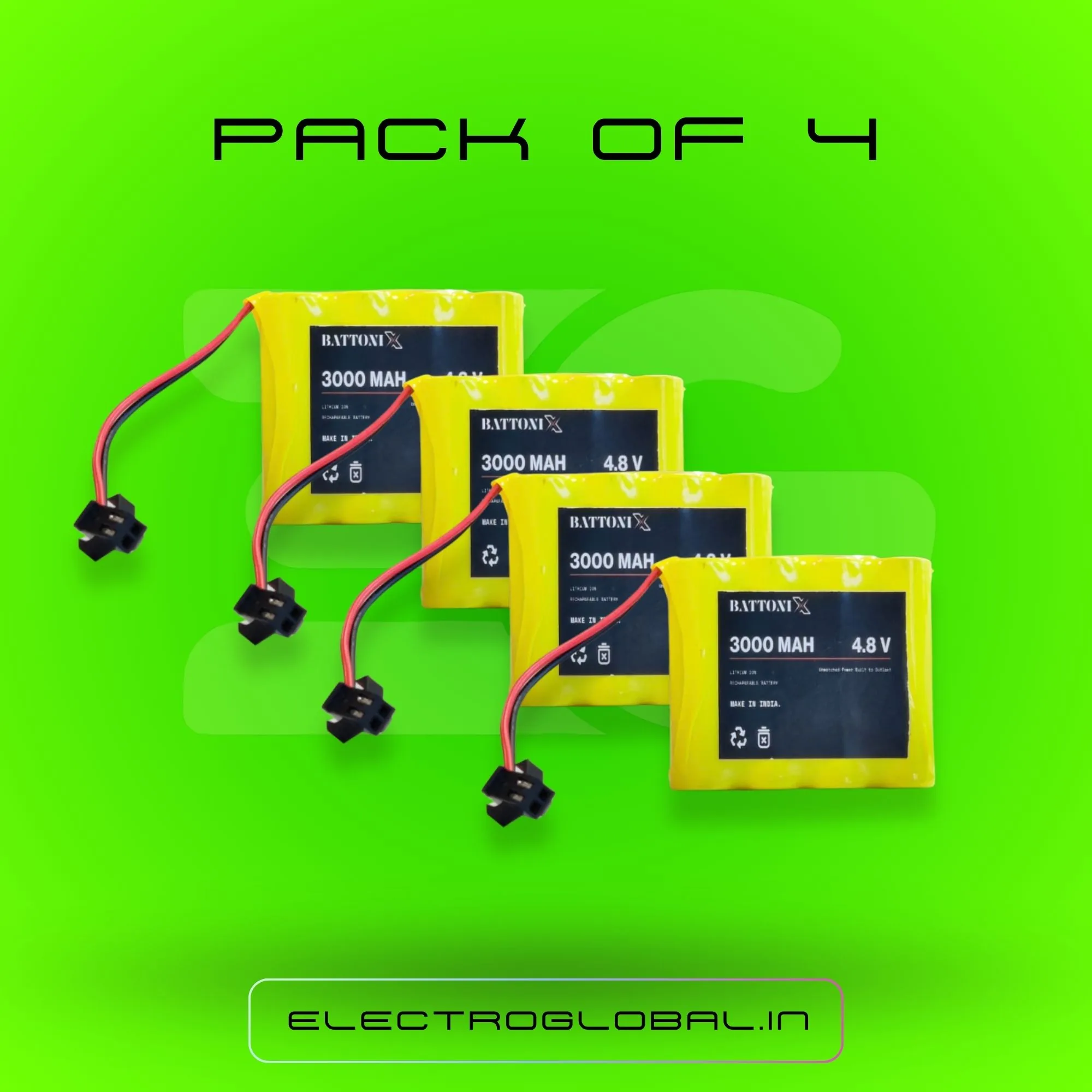 3000mAh Ni-Cd Battery 4.8 V Battery Rechargeable for RC Car, Rechargeable Ni-Cd Battery, Rechargeable AA Battery Lithium (Pack of 4) 3