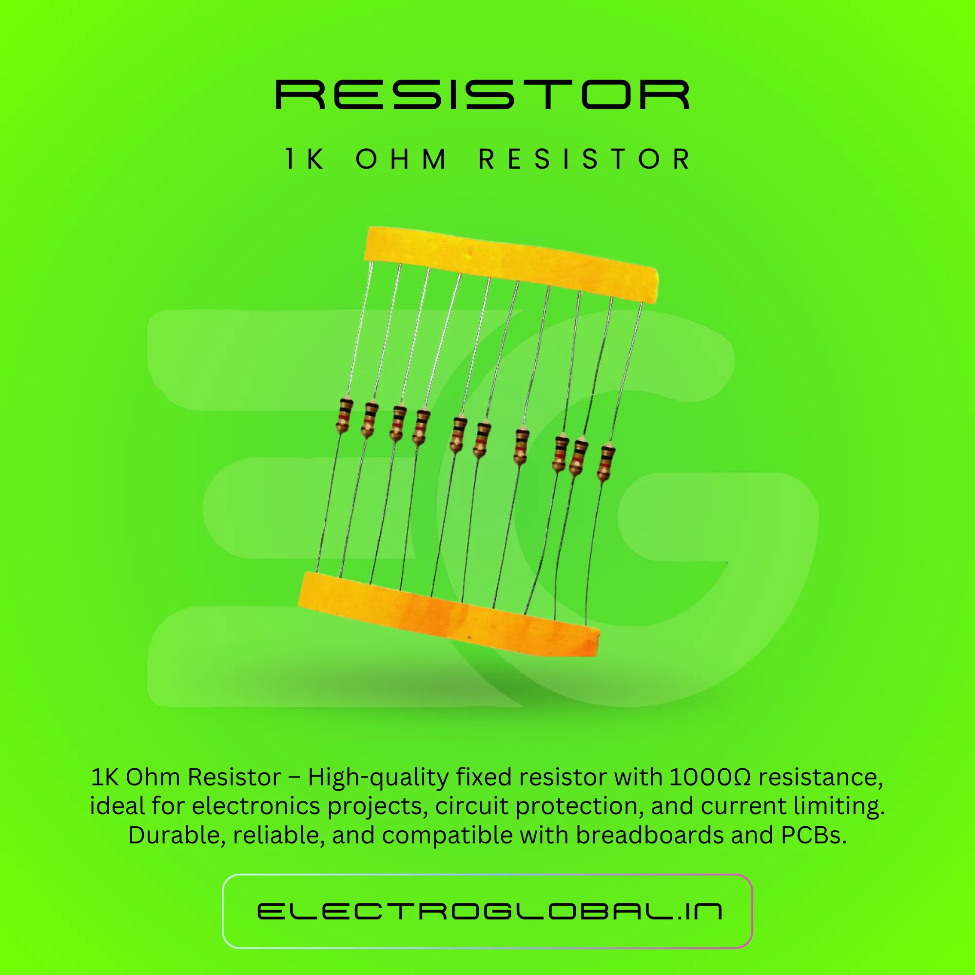 1K Ohm Resistor 1/4W Resistors with (5% Tolerance) for Prototyping and Circuit Design, Reliable Passive Component for Electronic Projects and Learning alternate