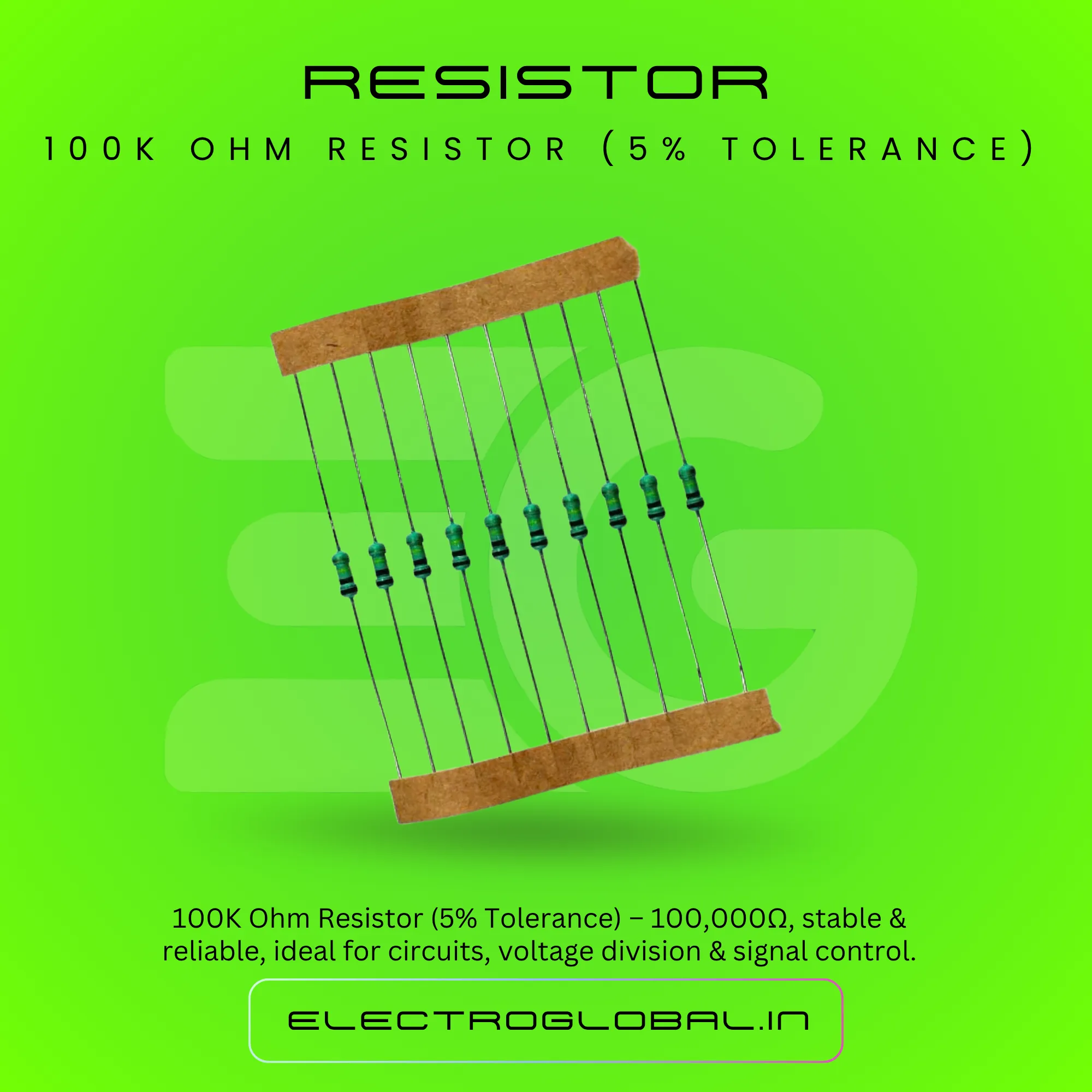 100K Ohm Resistor 1/4W Resistors with (5% Tolerance) for General Electronics Projects, Prototyping, Circuit Design and Educational Kits 2