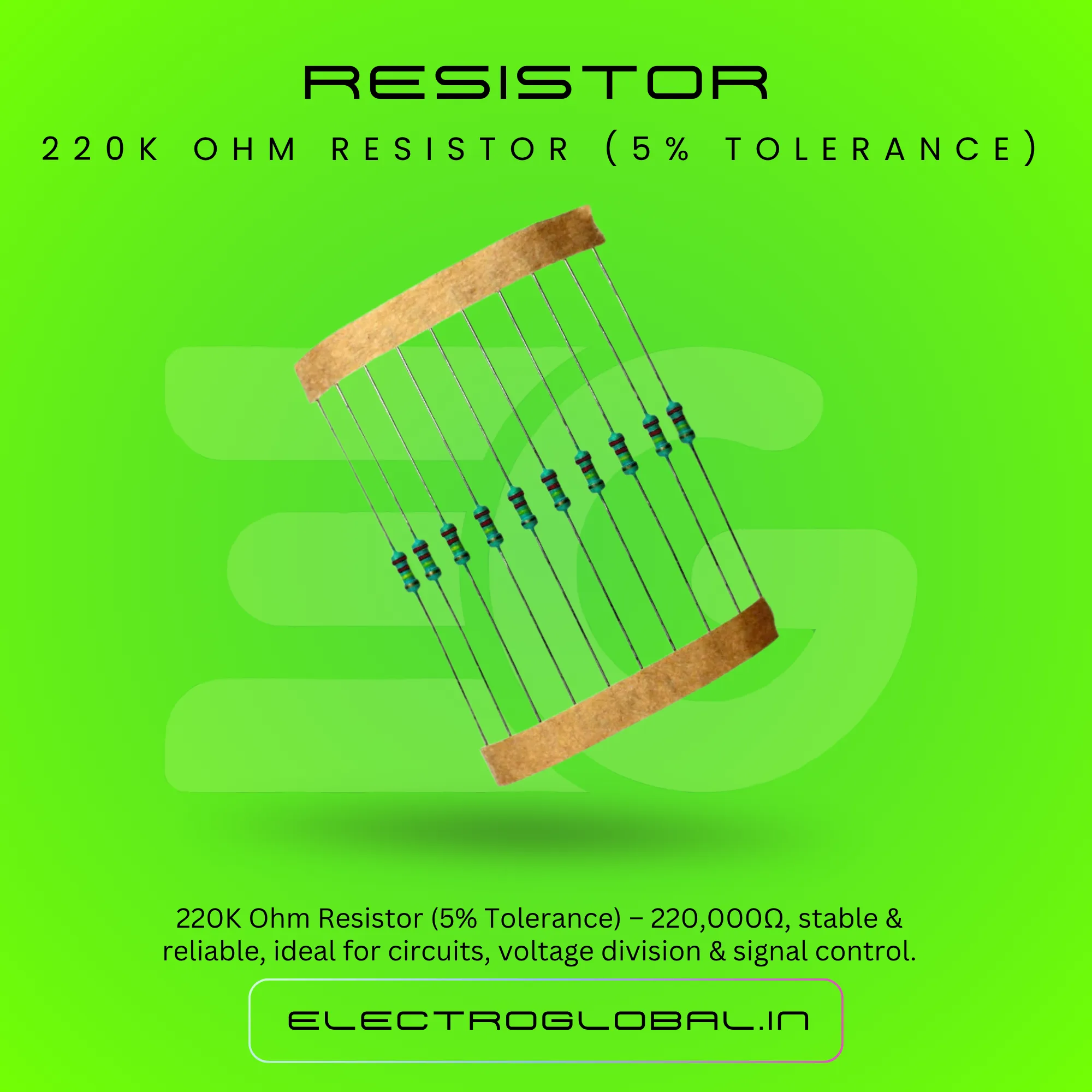 220K Ohm Resistor 1/4W Resistors with (5% Tolerance) for Electronics Projects, Circuits, Prototyping, Repair Applications for Hobbyists and Engineers 6