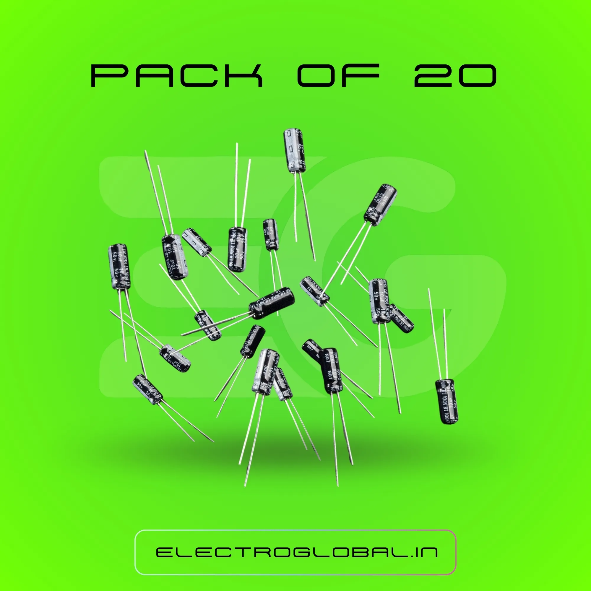 10uF 50V Electrolytic Capacitor | Capacitor, Capacitor Types, Capacitor Kit For Power Supply, Amplifier and PCB Circuits (Pack of 20) 3