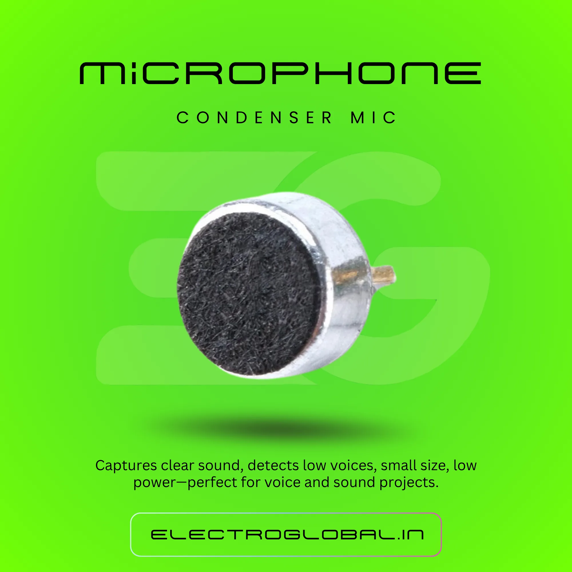 Electret Microphone (Condenser MIC) Ideal For Recording, DIY Electronics, Voice Pickup, Mobile Projects And Audio Prototyping Small Hobbyist Sensor Module 2