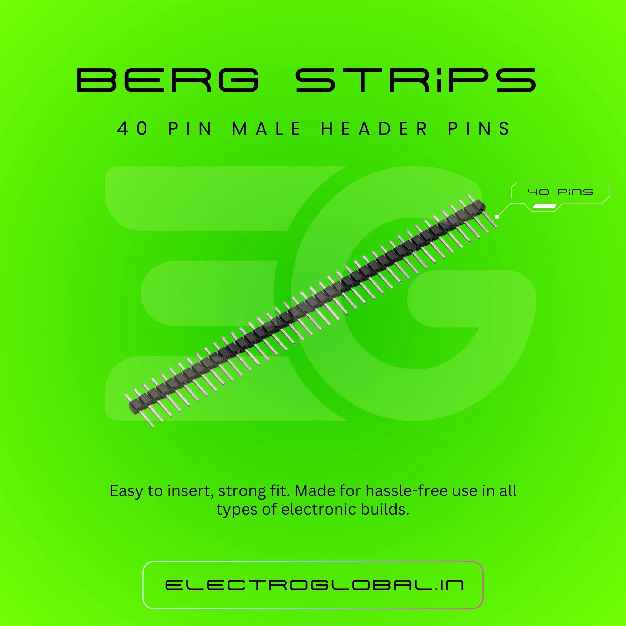40 Pin Straight Male Header Pins - Berg Strips for Electronics 3