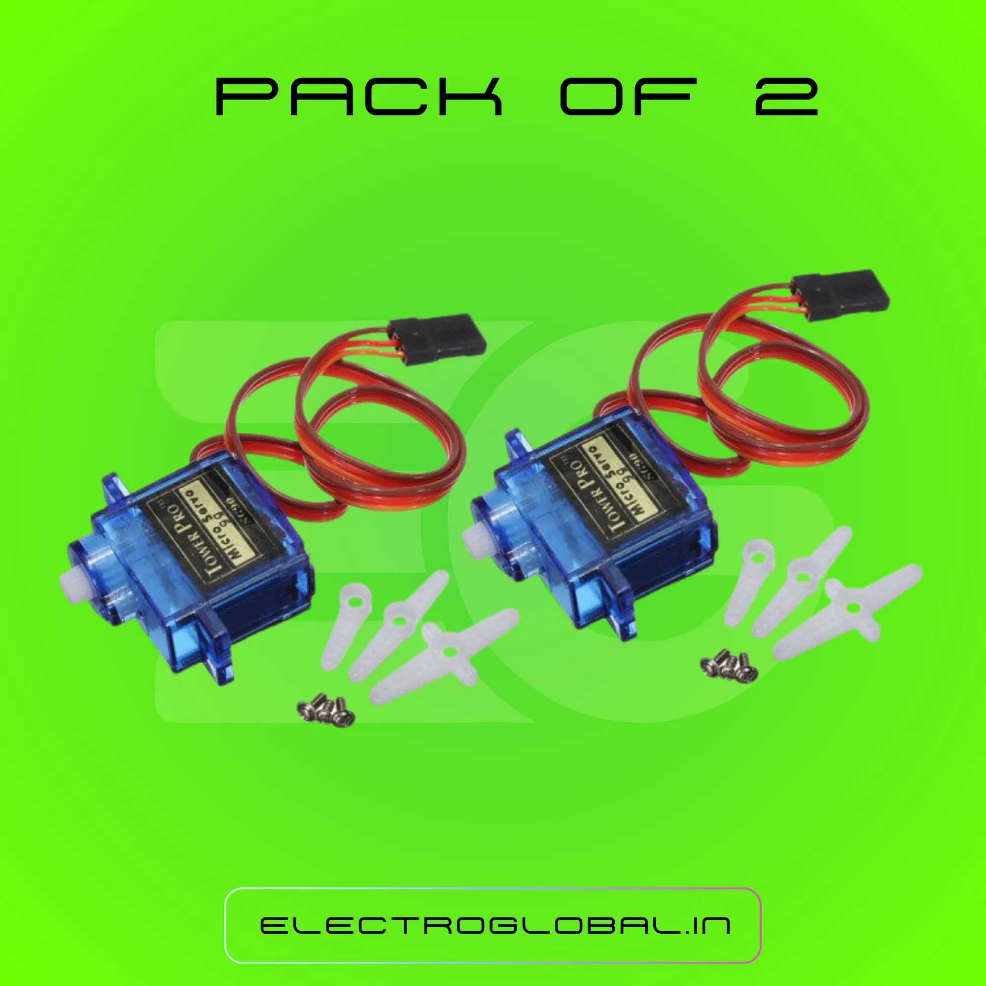 Tower Pro SG90 Servo Motor 9G High Torque Servo Motor for Arduino Robotics Robot Arm RC Car and Electronic Projects (Pack of 2) 3