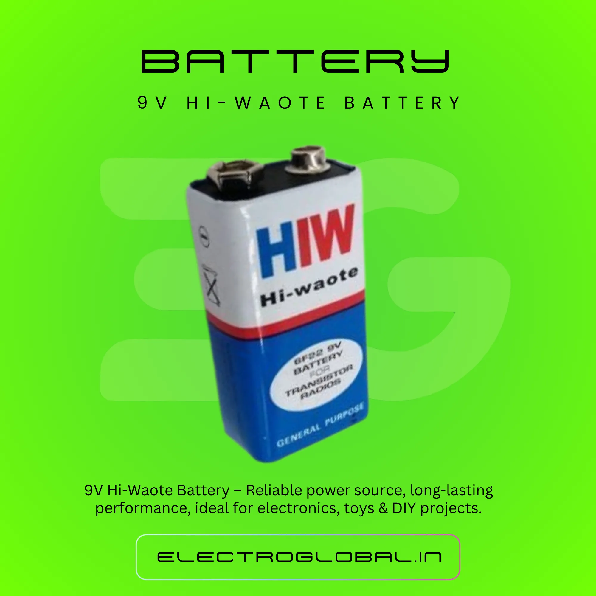 High-Quality 9V Hi-Watt Battery for Electronics Projects 2