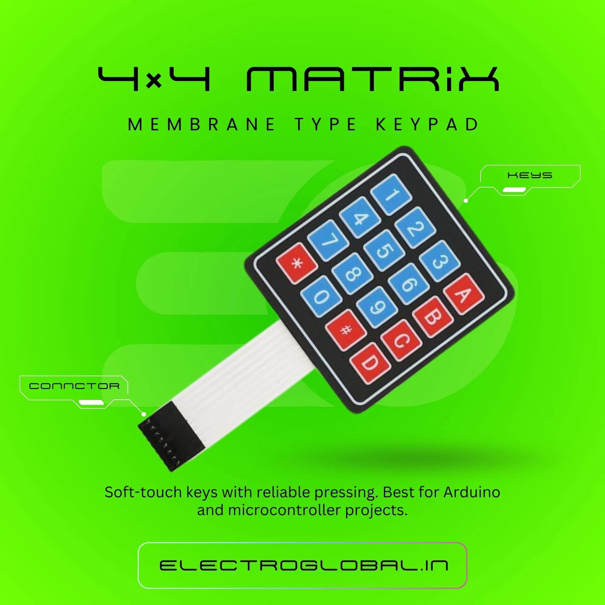 4x4 Matrix Membrane Type Keypad for Arduino and Electronics Projects 4
