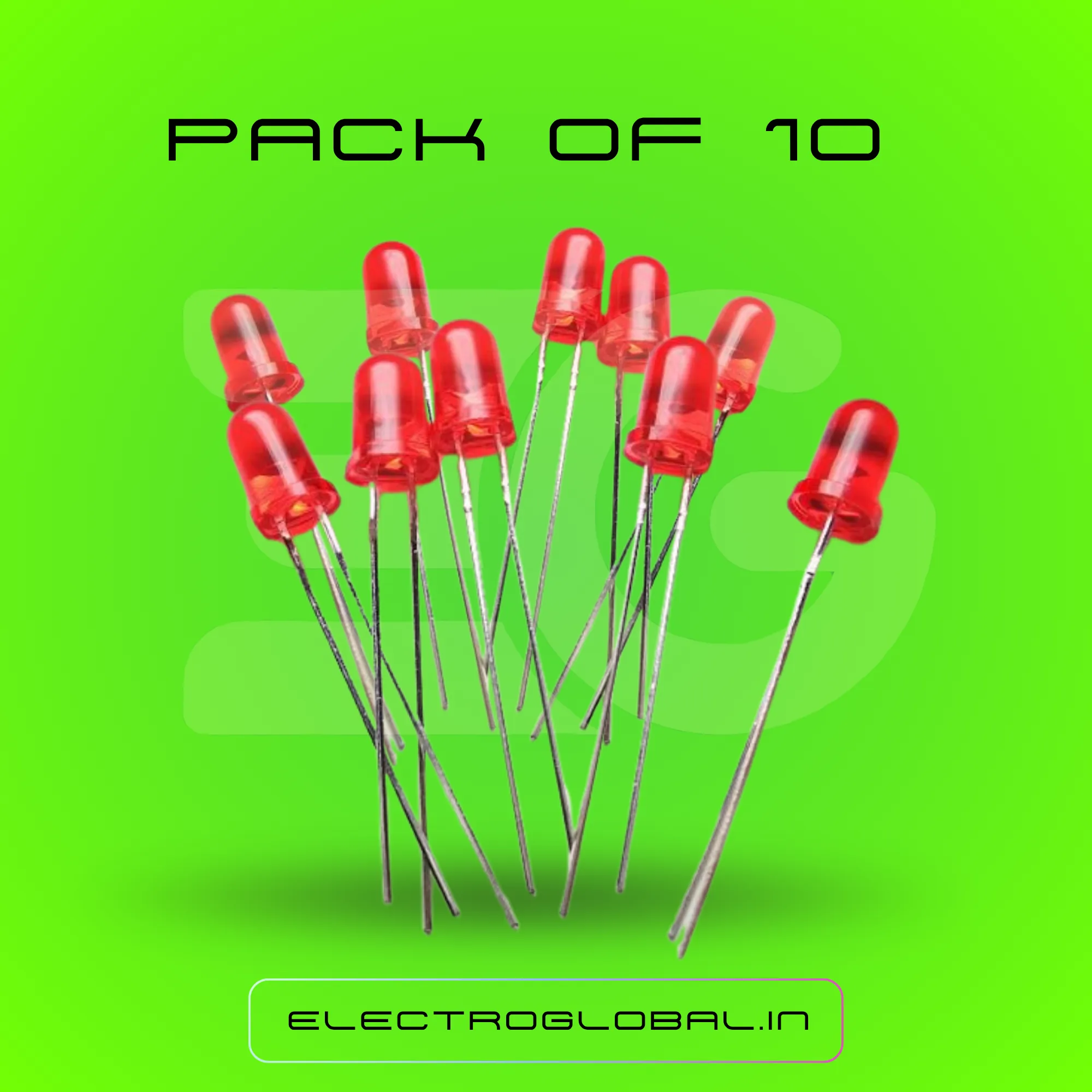 5mm Red LED - Light Round LED Bulb Indicator for Project, Arduino Circuit Board Electronic Projects, Toys, Panel Light and Signal Indicator (Pack of 10) 3