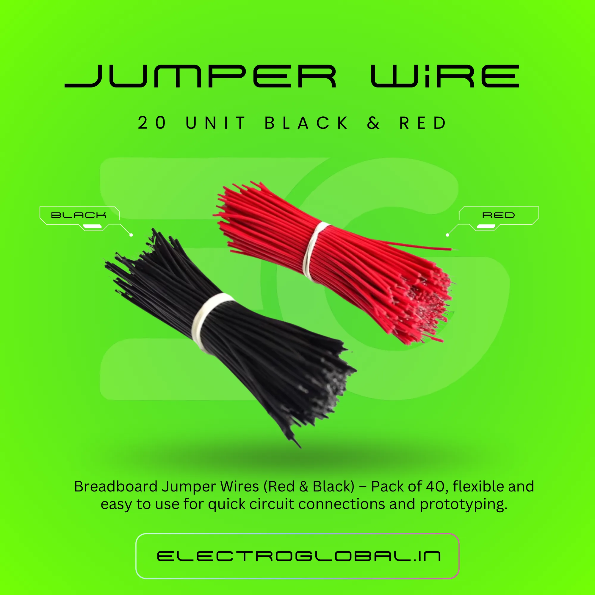 Breadboard Jumper Cable Wires in Red and Black - Versatile Wiring Solution 3