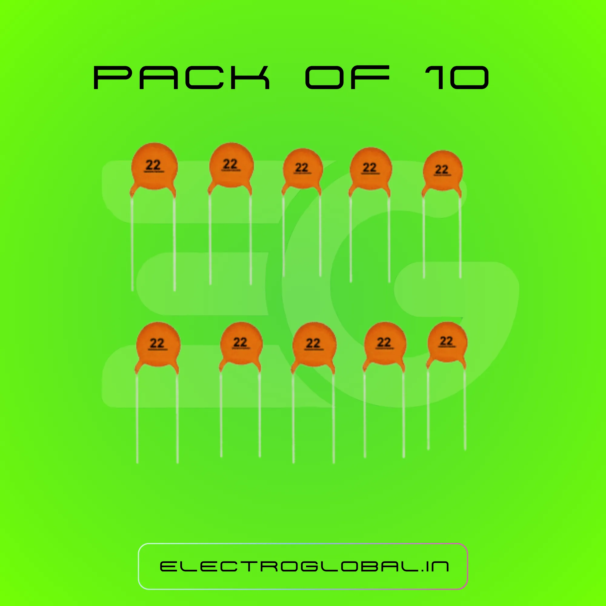 22pF Ceramic Capacitor - 22pF Disc Capacitor for Oscillator, Timing and Frequency Circuits | Electronic Component for Circuit Boards and Signal Control  (Pack of 10) 3