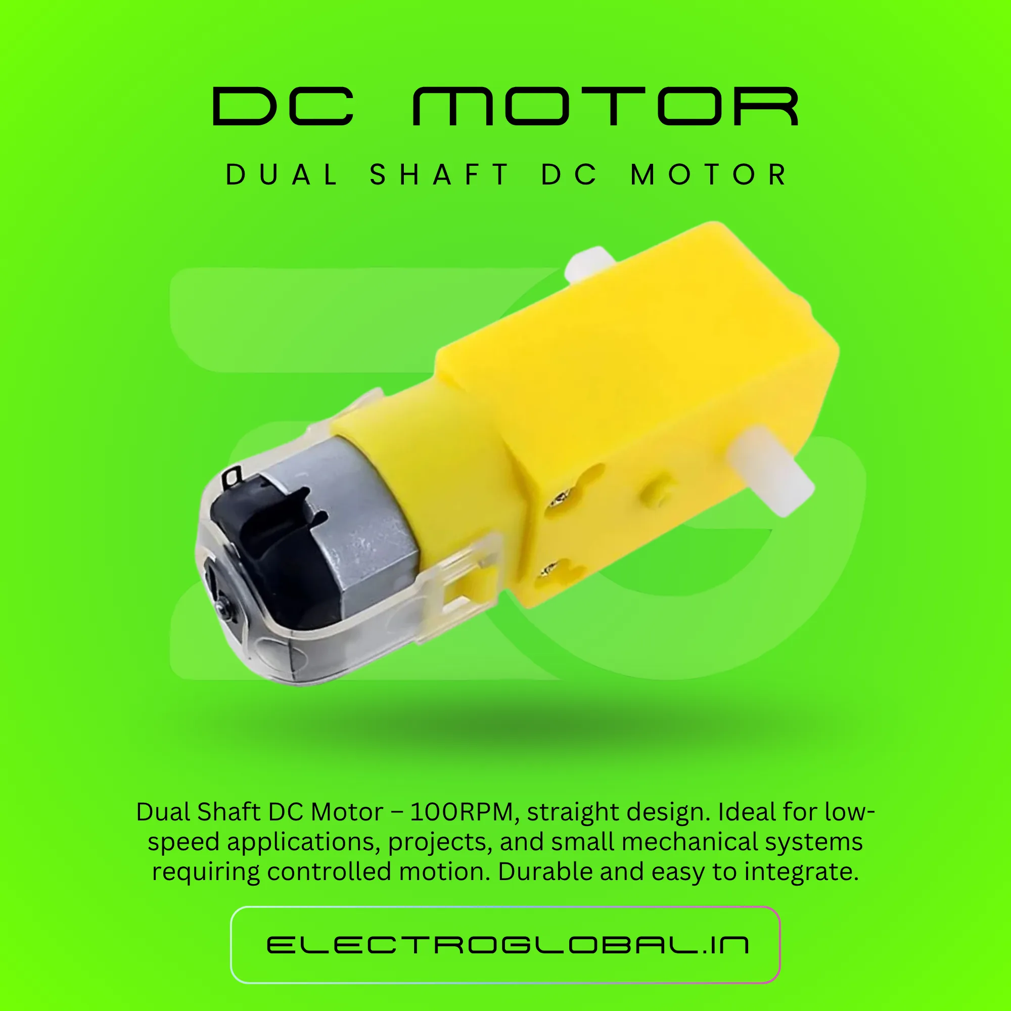 Dual Shaft DC Geared Motor 100 RPM - High Torque Performance 5