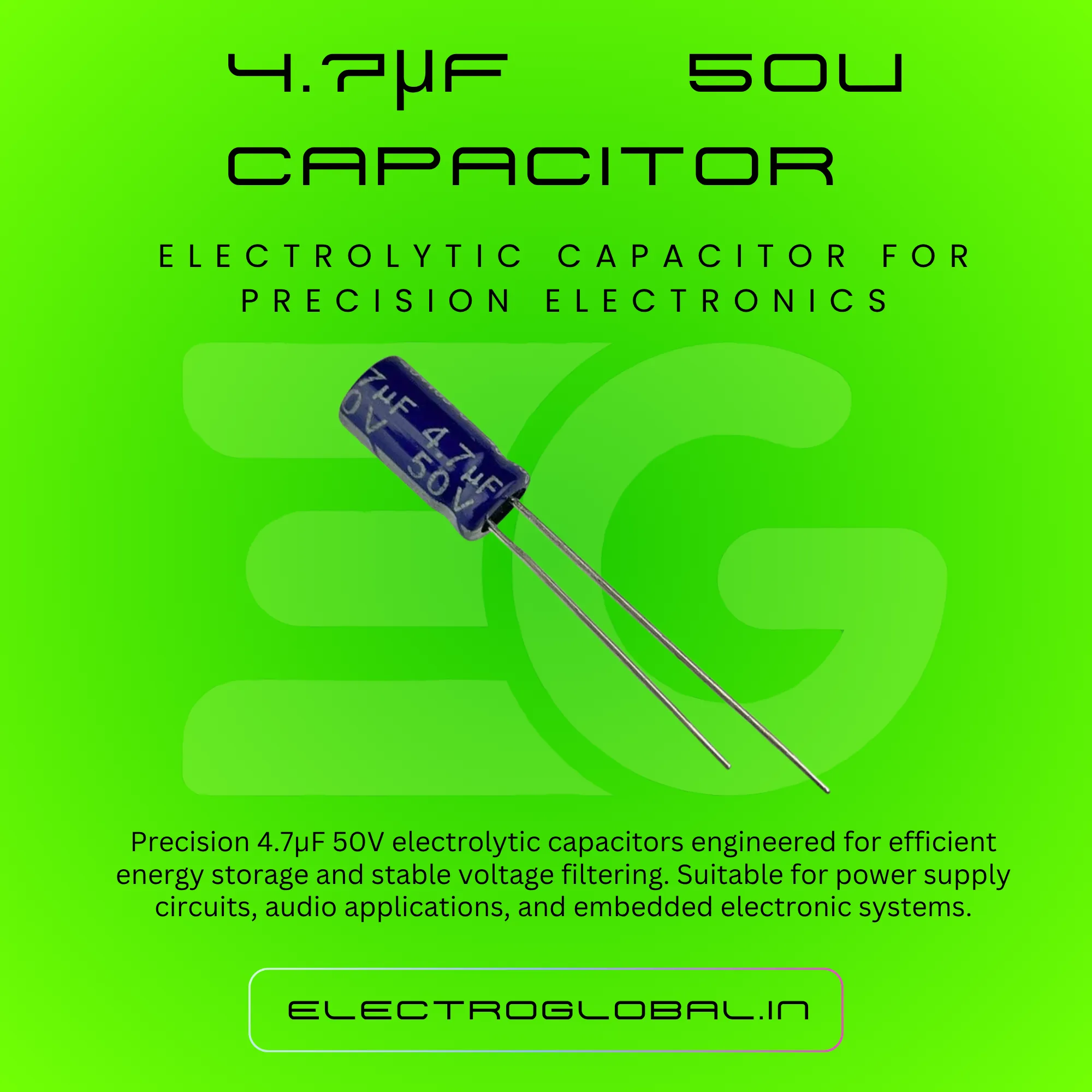 4.7uF 50V Electrolytic Capacitor for capacitor kit, what is capacitor, use of capacitor, and SMD capacitor options in one solution 2
