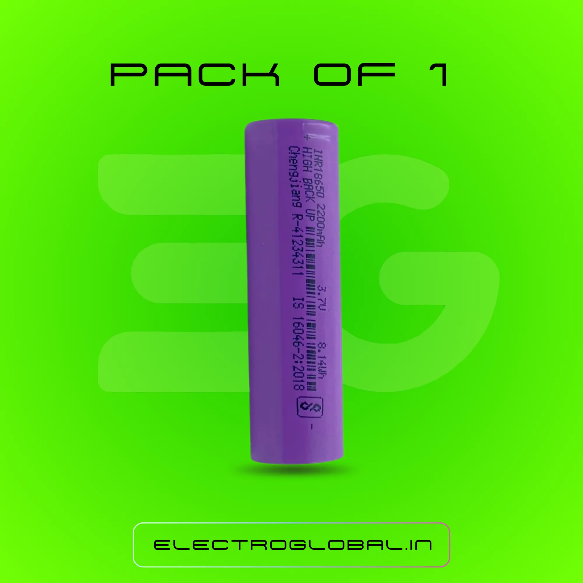 2200mAh 18650 Battery 3.7V Rechargeable Li Ion Battery Cell | 3.7 V Li Ion Battery, RC Car Battery 3.7V, Battery Cell | Used for RC Cars, LED Lights and Battery Packs (Pack of 1) 3