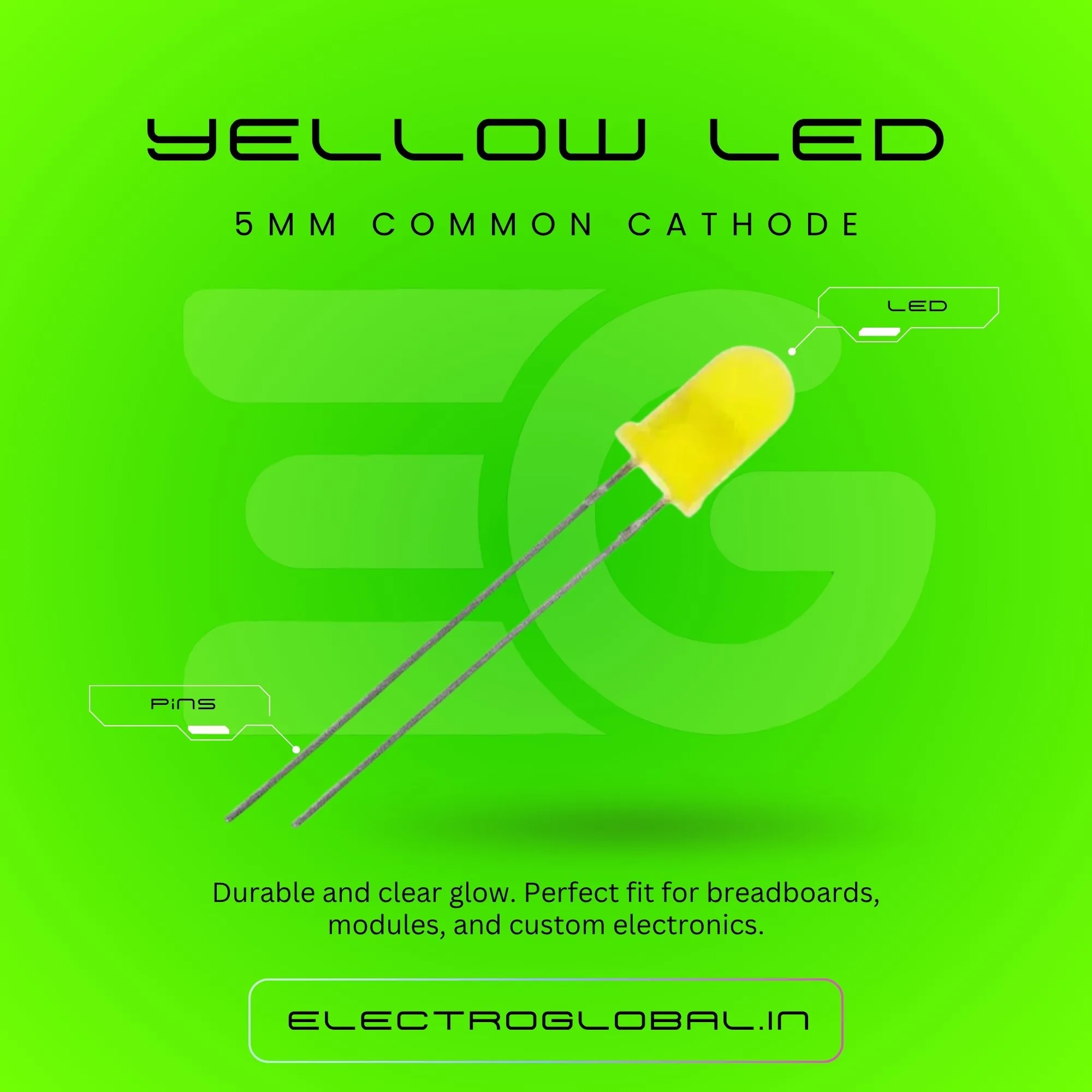 5mm Yellow LED Bulb for Bright Illumination and DIY Projects 3