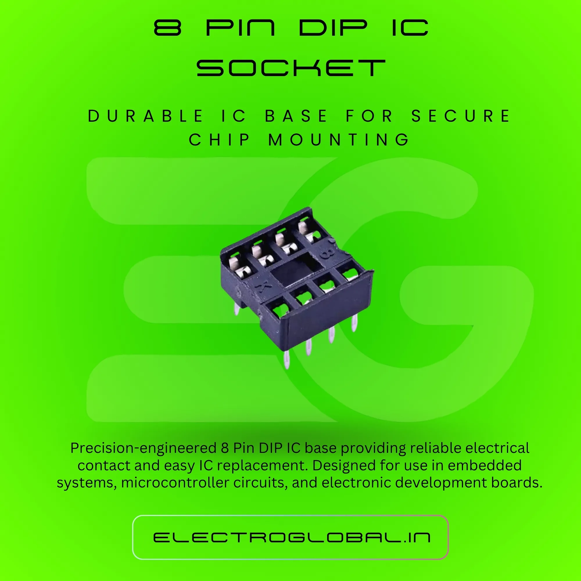 Reliable 8 Pin DIP IC Base Socket for PCB Mount with 8mm Socket, Compatible with 8 Pin Connector and IC Kit, PCB Mount Connector 2
