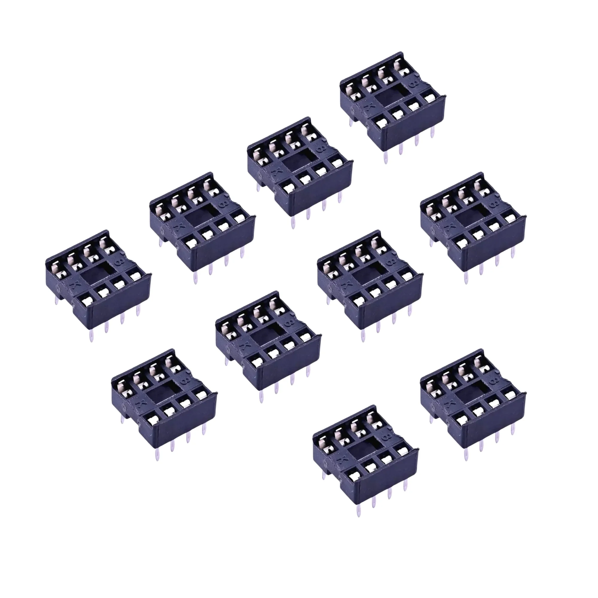 Reliable 8 Pin DIP IC Base Socket for PCB Mount with 8mm Socket, Compatible with 8 Pin Connector and IC Kit, PCB Mount Connector