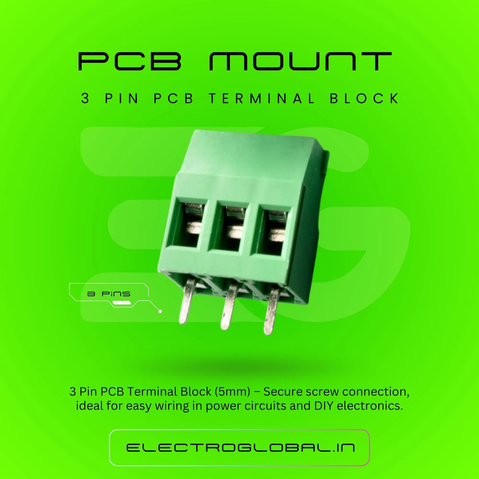 Compact 3 Pin PCB Mount Terminal Block - Perfect for Your Projects 3
