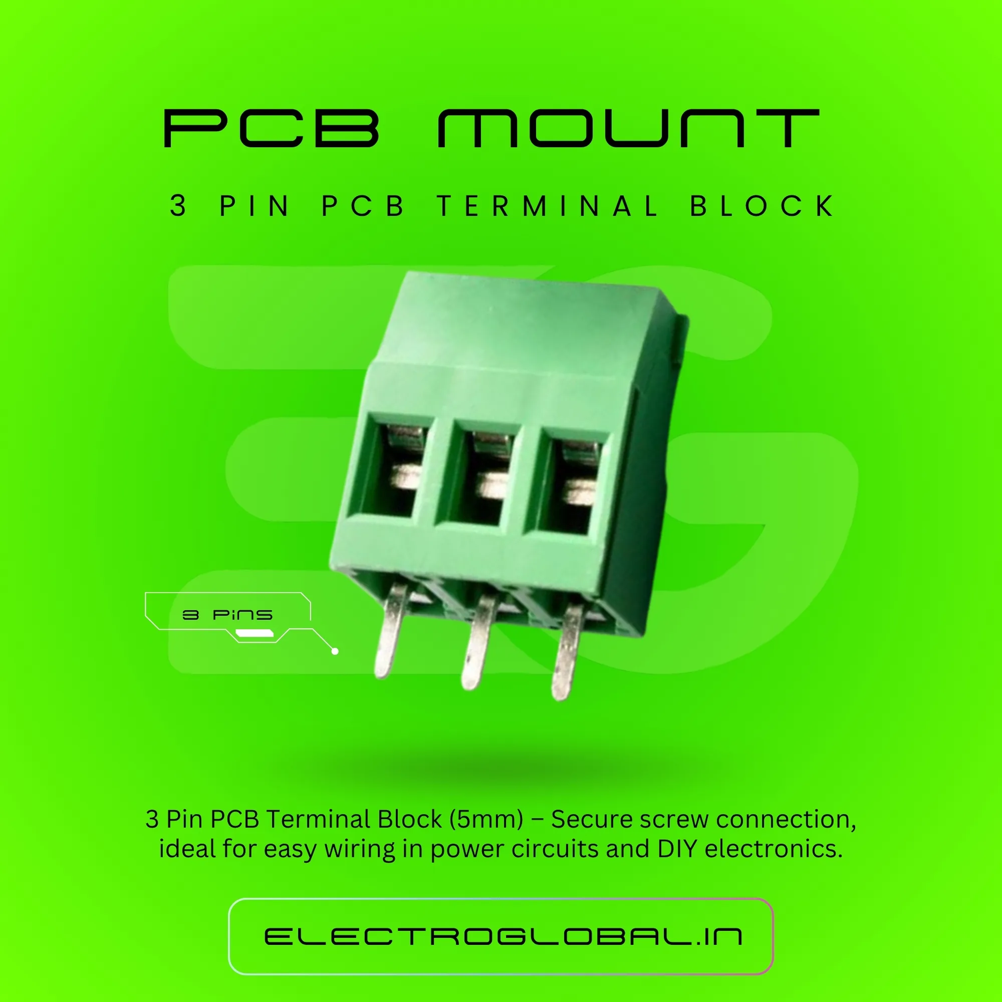3 Pin PCB Mount Terminal Block - Wire Connector for PCB Screw Terminal, Electrical Wire Connectors 2