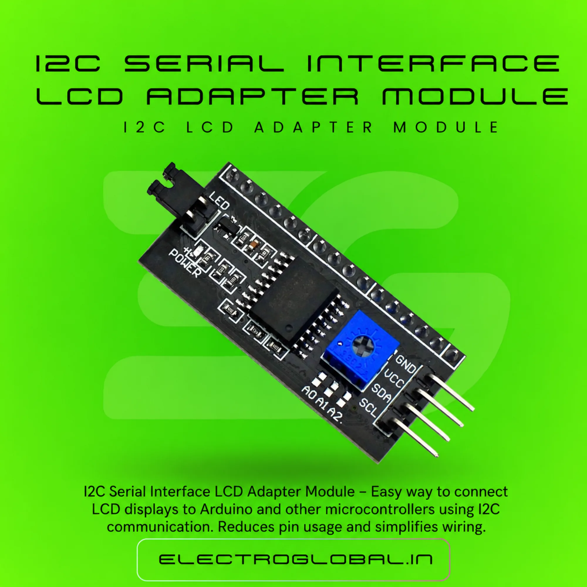 I2C Module for 16x2 Display: LCD Display, I2C LCD Module, LCD 16x2 I2C Compatible alternate