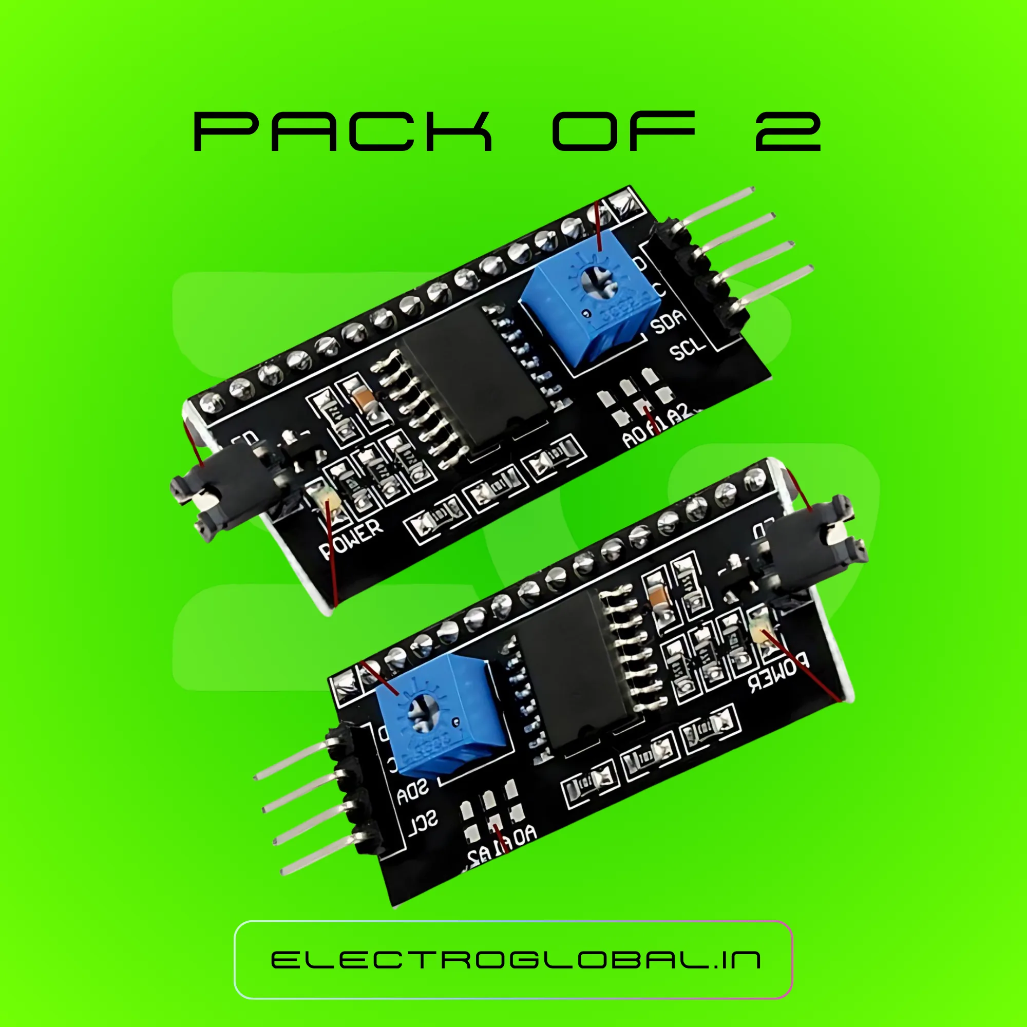I2C Module for 16x2 Display | I2C LCD Display, LCD Display, I2C LCD Module, LCD 16x2 I2C | I2C LCD Display Module 16x2 (Pack of 2) 3
