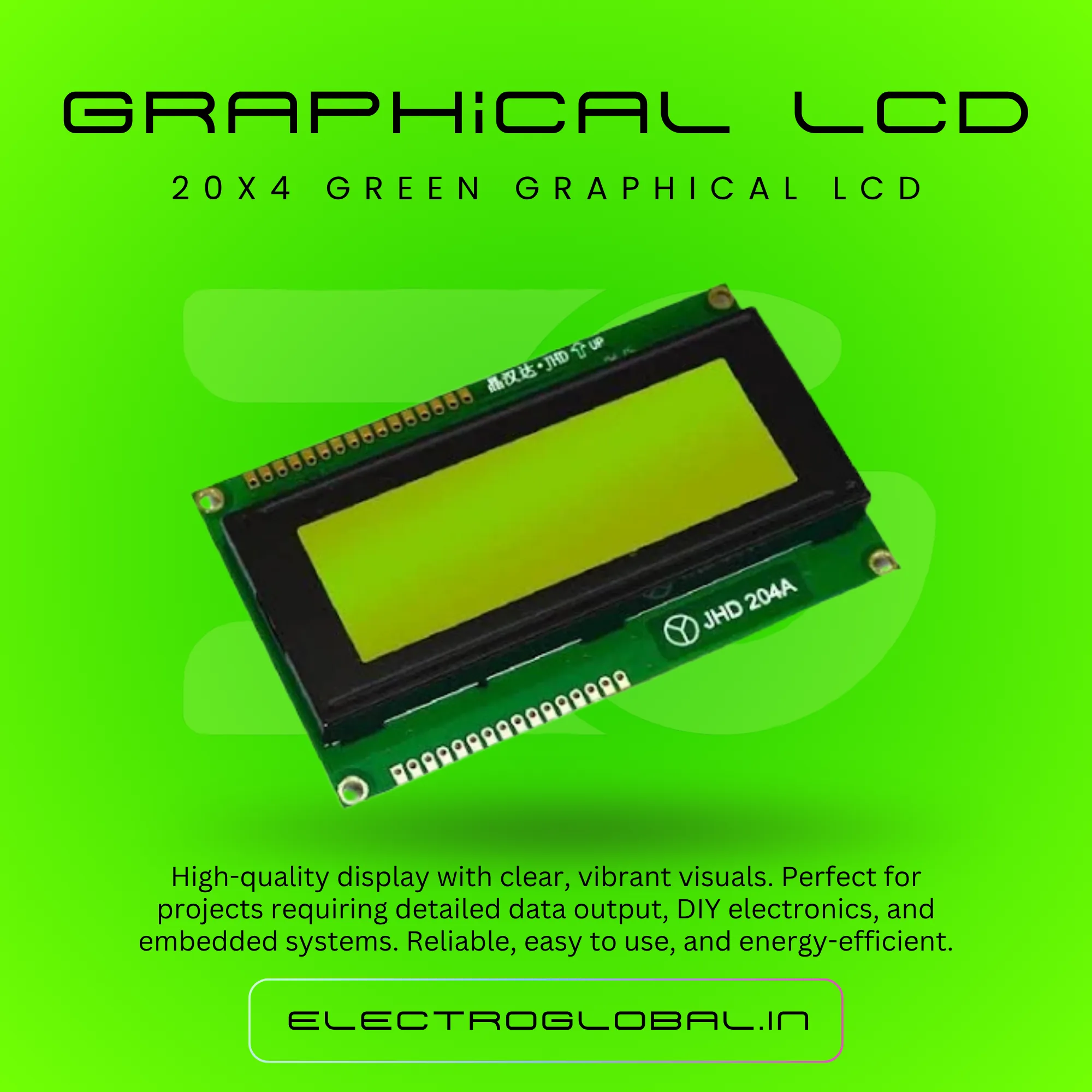 2004A - 20x4 LCD Display Module for Arduino, Green Screen LCD Display, Compatible with 20x4 LCD Display Module alternate