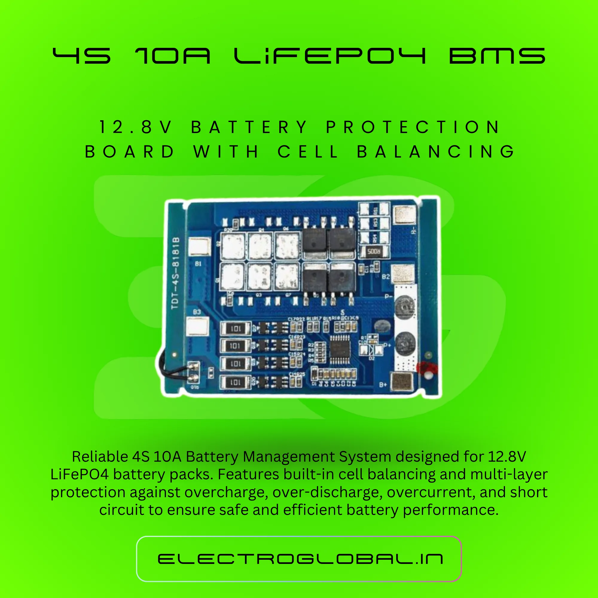 4s 10A BMS Module for Lifepo4 Compatible Lithium Battery BMS, Supports 4s BMS Lifepo4 Management System, Essential for 12.8V BMS 2