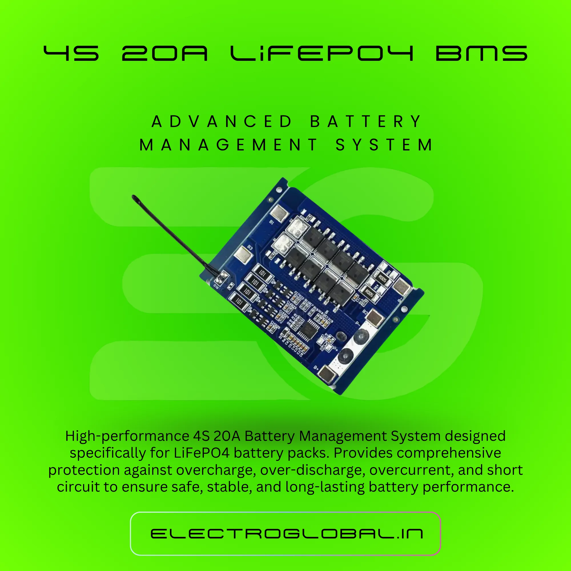 Advanced 4s 20A BMS for LiFePO4 Battery Management | Compatible 4s BMS Module, Lithium Battery BMS, 4s BMS LiFePO4, BMS 2