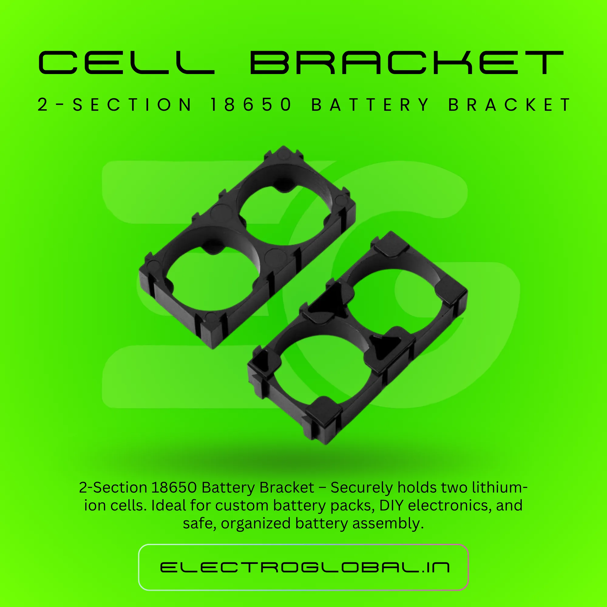 18650 Lithium Ion Battery 2Cell Section | Compatible with 3.7 volt battery holder, battery holder, lithium battery holder, 18650 battery holder 2