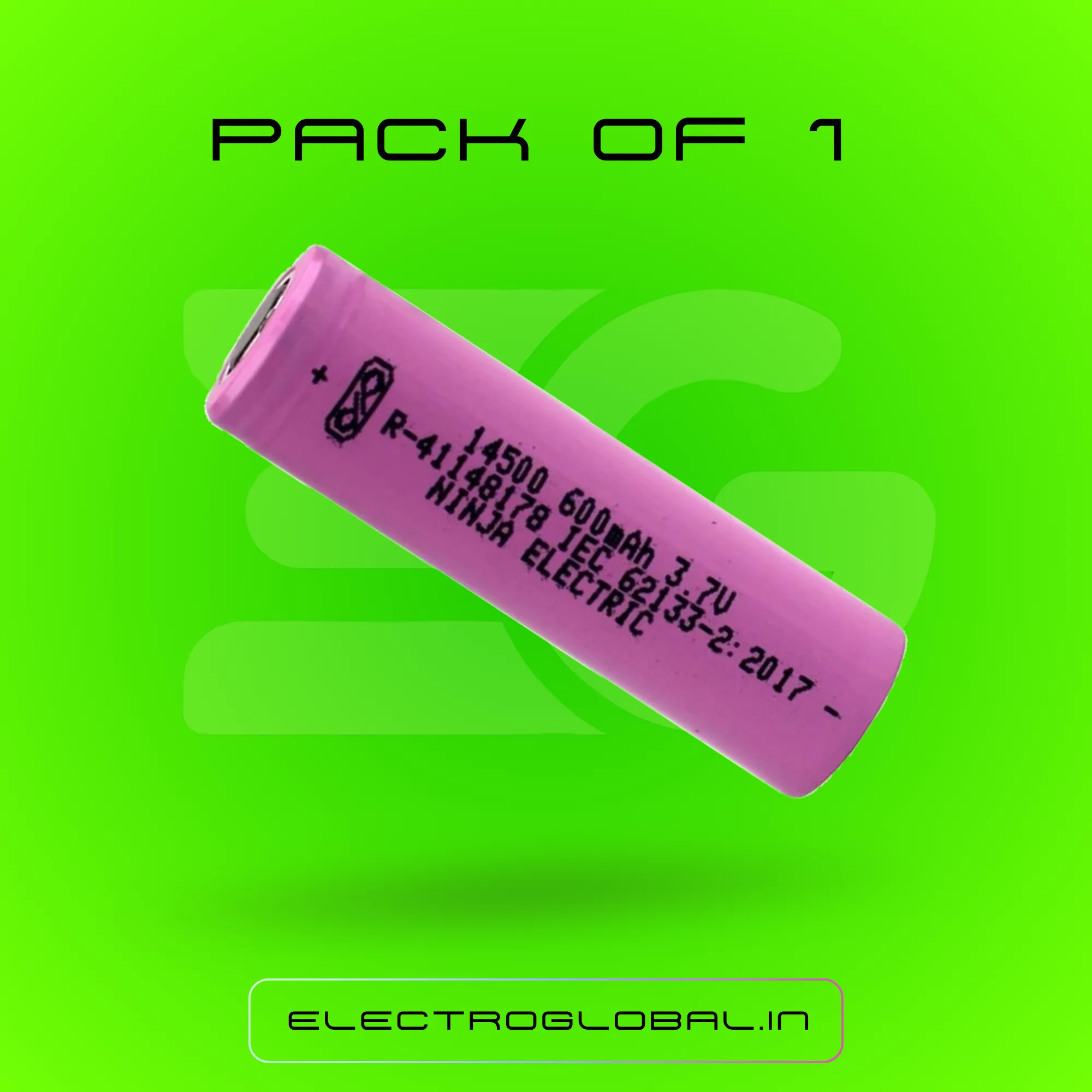 3.7V 600mAh 14500 Li Ion Rechargeable Battery AA Size Flat Top | 3.7 V Rechargeable Battery, 14500 Battery, Rechargeable Lithium Battery | For Pencil Torch and Small Flashlight (Pack of 1) 3
