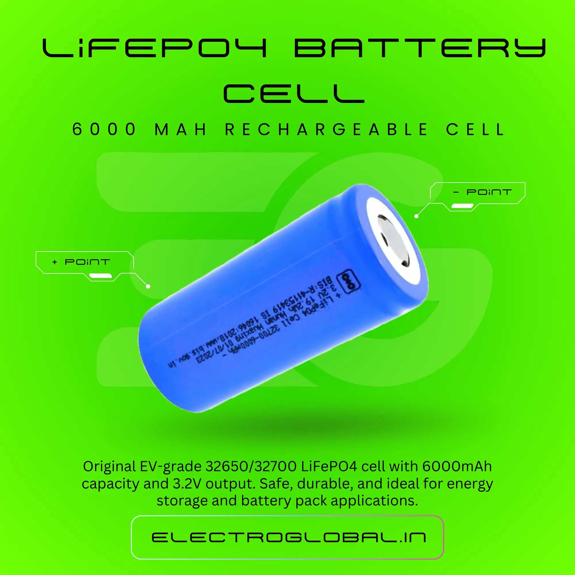32650/32700 - 6000mAh 3.2V Li Ion Lithium Battery LFP Cell for Li Ion 3.7V Rechargeable Battery, 6000mAh Battery, Lion 18650 Battery, 3.7V Battery, RC Car Battery 3.7V 2