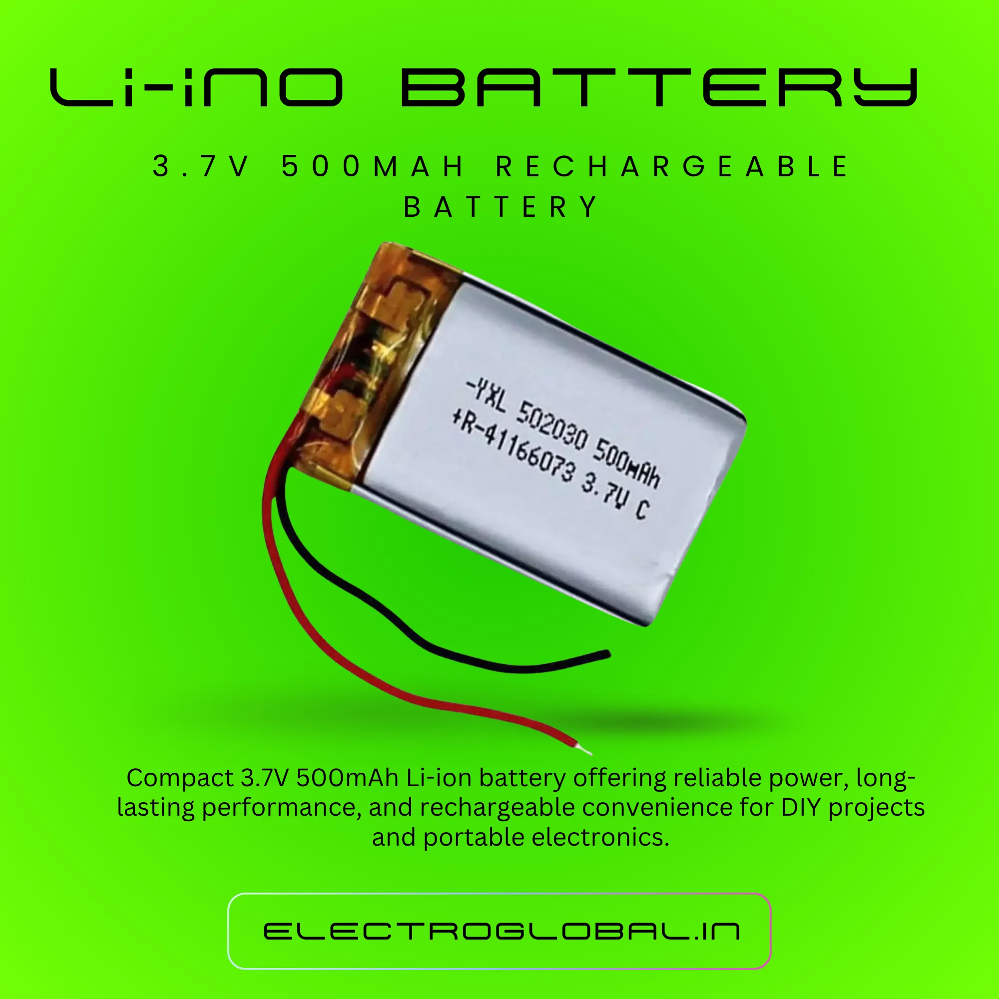 3.7 Volt Battery - 500mAh 3.7 V Battery for Lipo Polymer Battery Applications | Reliable Lithium Battery & Lipo Battery Solution alternate