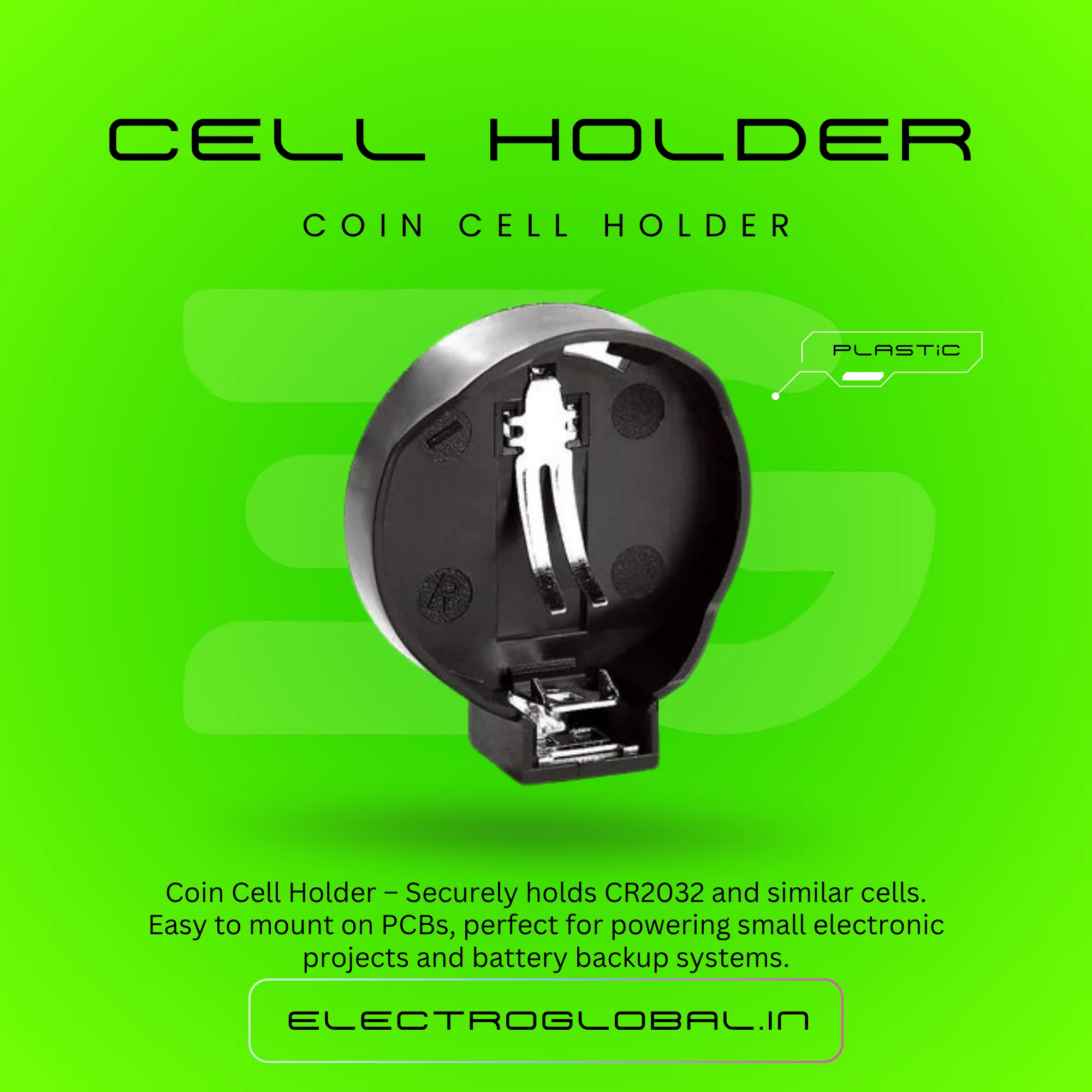 3V Coin Cell Battery Holder for CR2032 Battery, Li Ion Battery Holder, and Lithium Battery 2