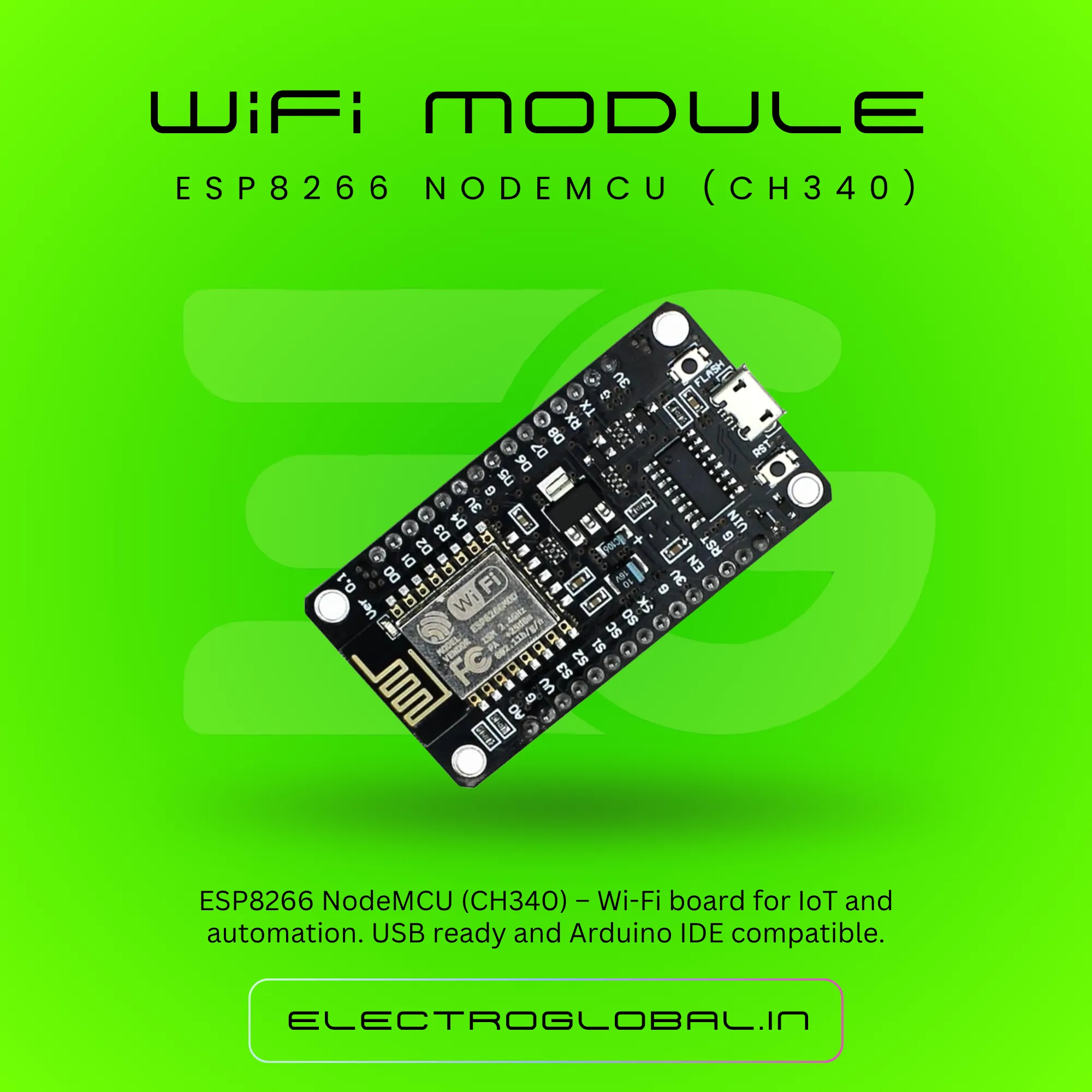 ESP8266 CH340 Node MCU Wi-Fi Module - Arduino WiFi Module Compatible for ESP8266, ESP8266 NodeMCU, and WiFi Module alternate
