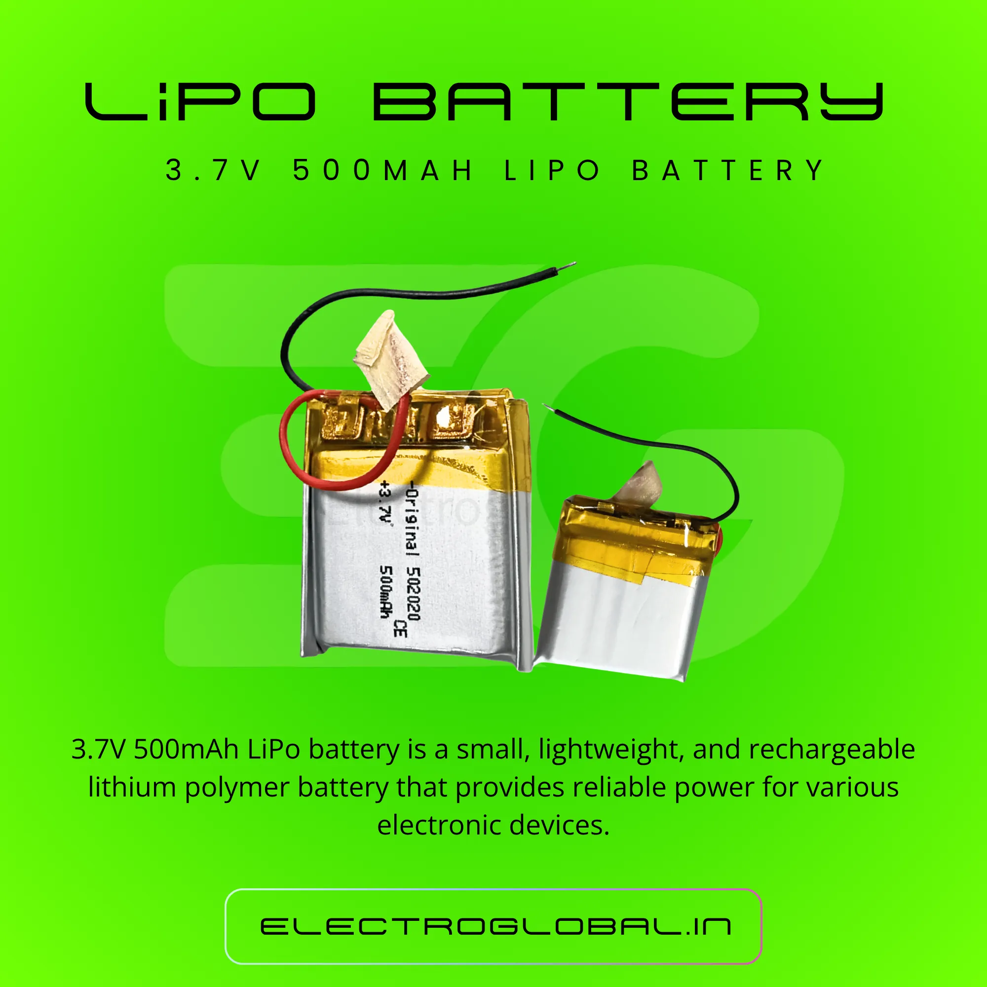 500mAh 3.7V LiPo Battery – Rechargeable 3.7 Volt Lithium Polymer Battery for Drones, Lithium Battery Cell, and More 2