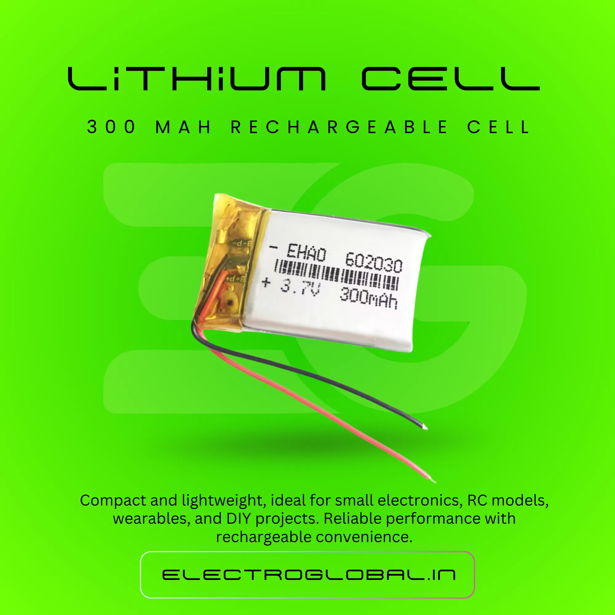 3.7V 300mAh 602030 LiPo Rechargeable Battery for 3.7v lipo battery, lithium battery, lipo battery, 3.7v 300mah battery, 3.7 v lipo battery 2