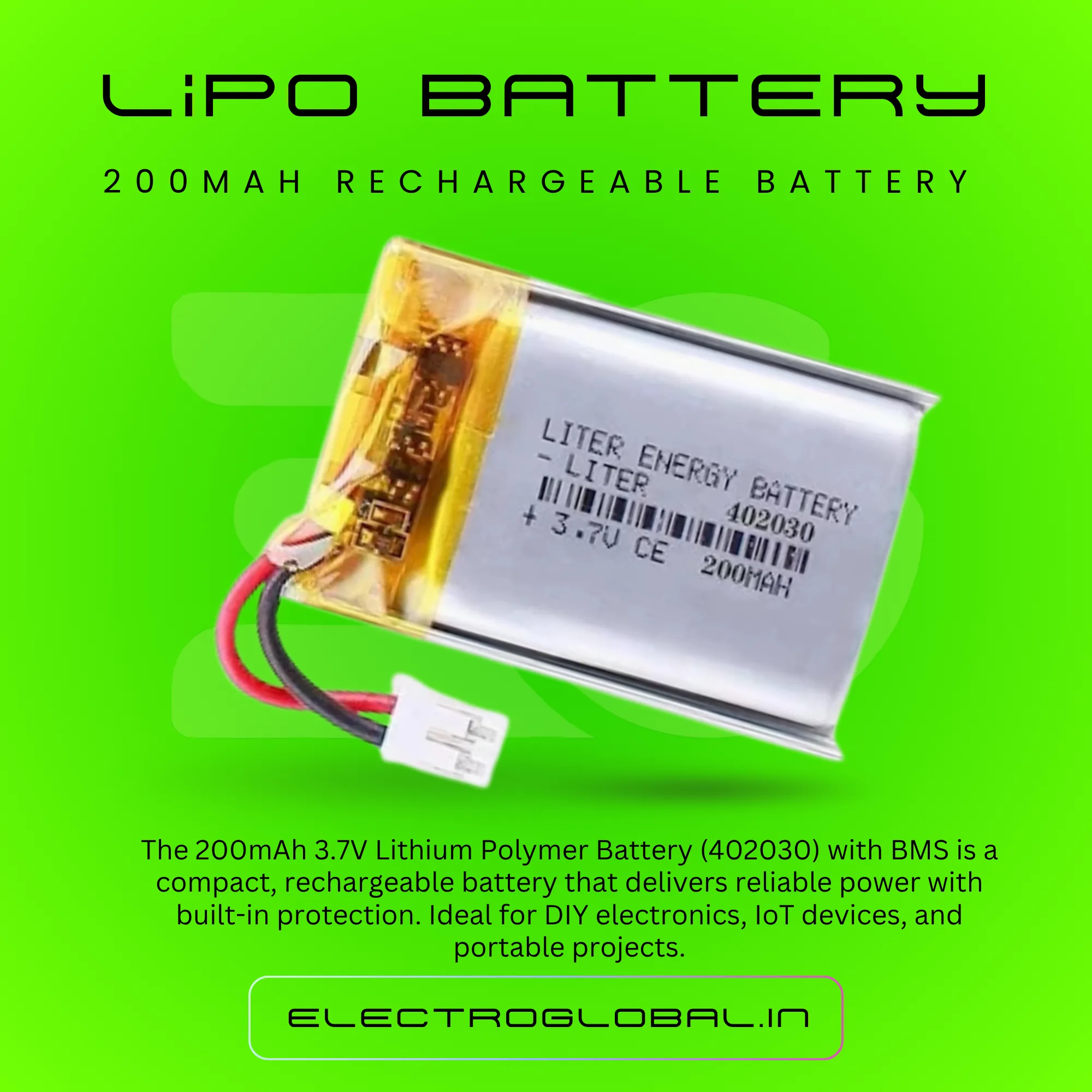 200mAh 3.7V Lithium Polymer Battery for Drone, RC Car, Mini Battery, Compatible with Lipo Battery & Lithium Battery alternate