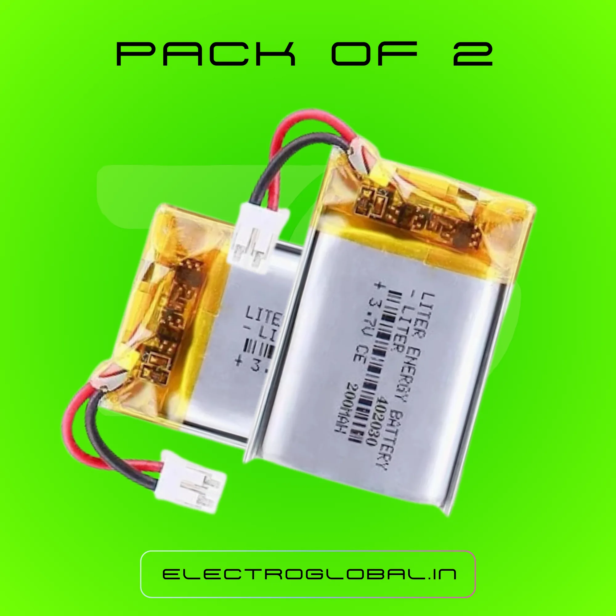 200mAh 3.7V Lithium Polymer Battery for Drone, RC Car, Mini Battery, Compatible with Lipo Battery & Lithium Battery (Pack of 2) 3