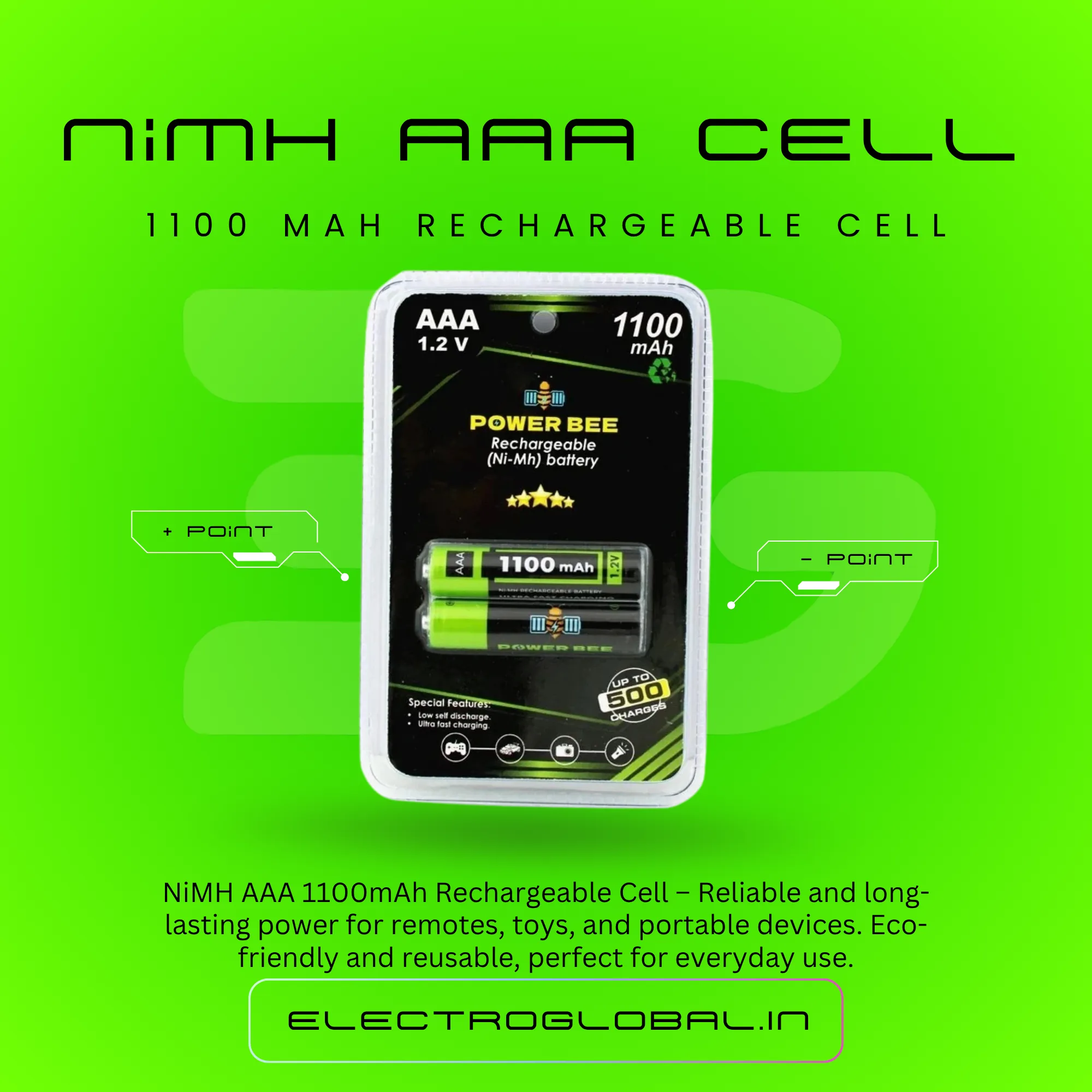 1100mAh 1.2V AAA PowerBee Rechargeable Battery: Best Rechargeable Cell AAA, 1100mah AAA NiMH Battery India, AAA Battery Cell, Battery Cell, and AAA Rechargeable Batteries 2