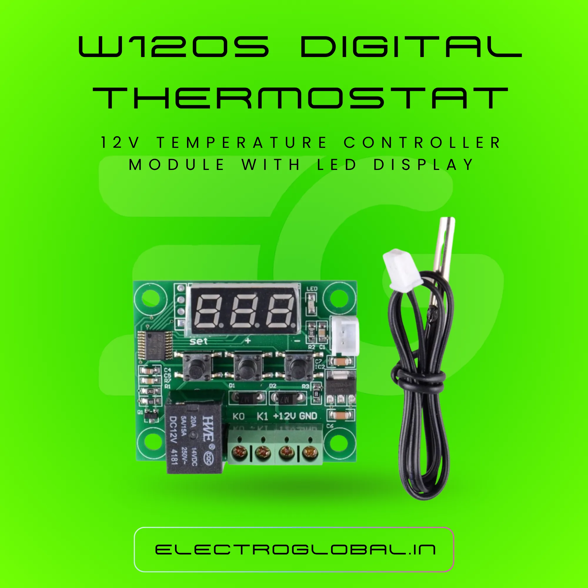 W1209 Thermostat Module for Temperature Control, PID Temperature Controller, Temperature Sensor, and W1209 Temperature Controller alternate