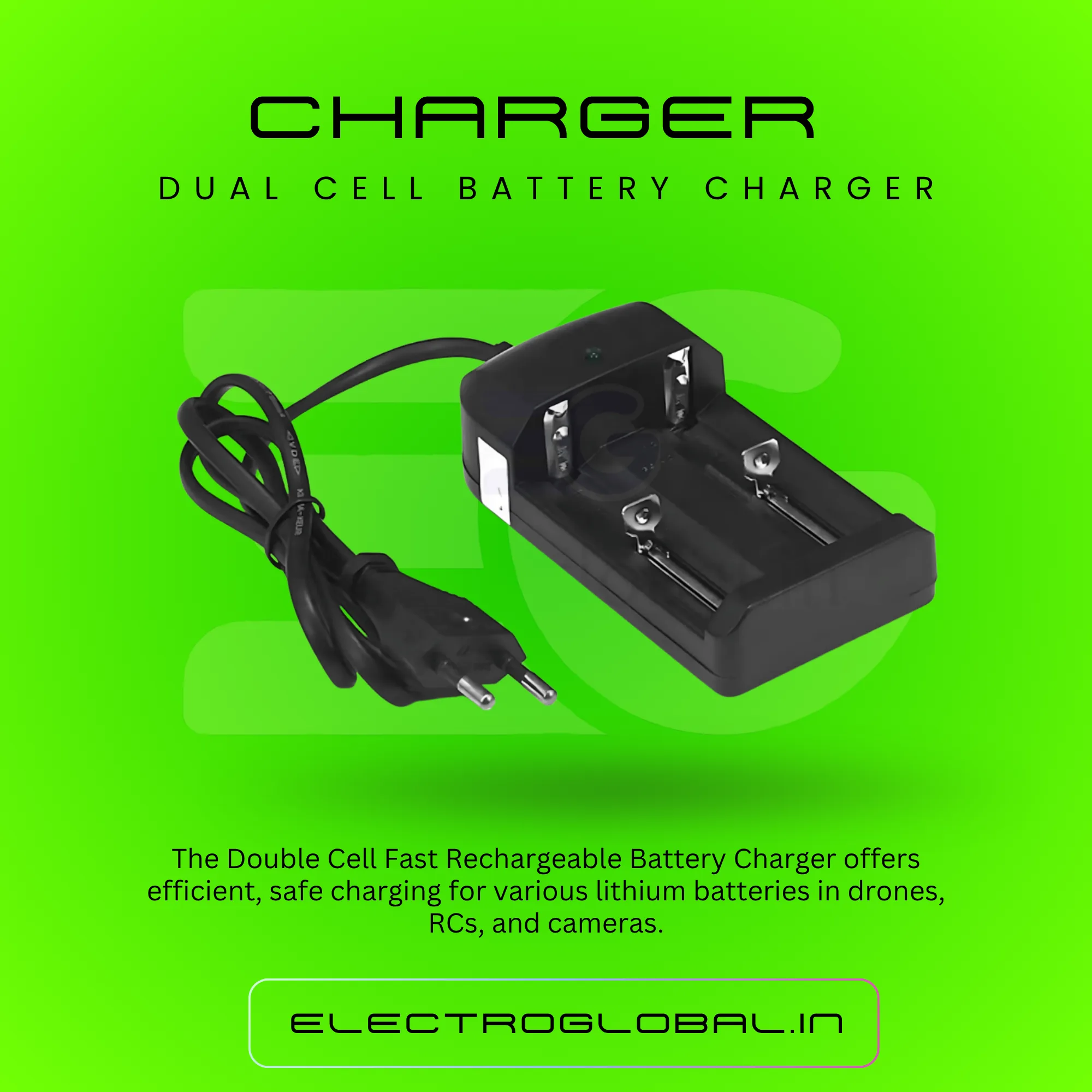 Double Cell 4.2V Fast Battery Charger for Lithium Battery Charger, DC Charger, Rechargeable Battery Charger, and Fast Charger 2