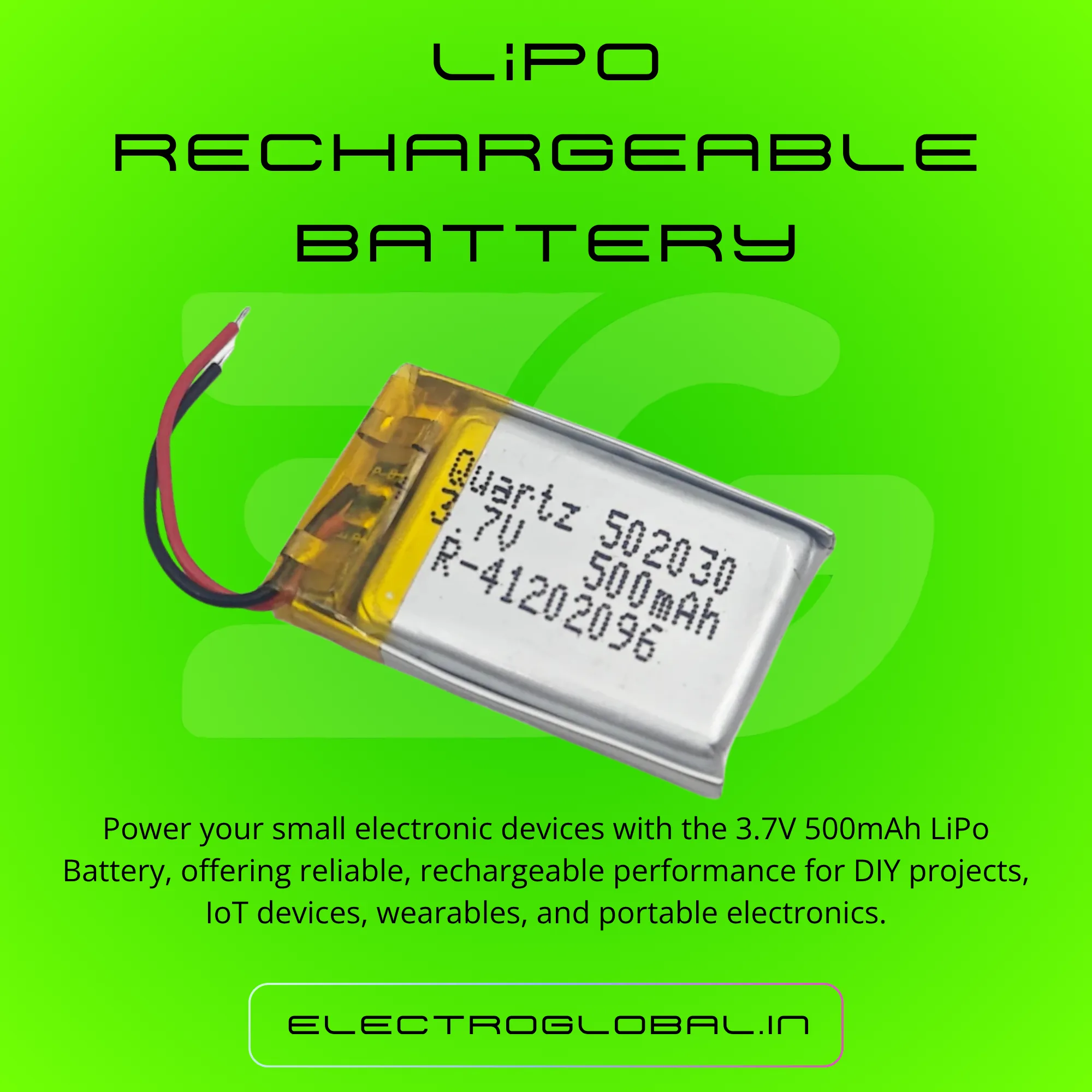 Buy the 500mAh 3.7V LiPo Battery – Lithium Polymer Battery Compatible with Drones & RC Cars, Ideal 3.7 Volt Rechargeable Battery for Various Devices 2