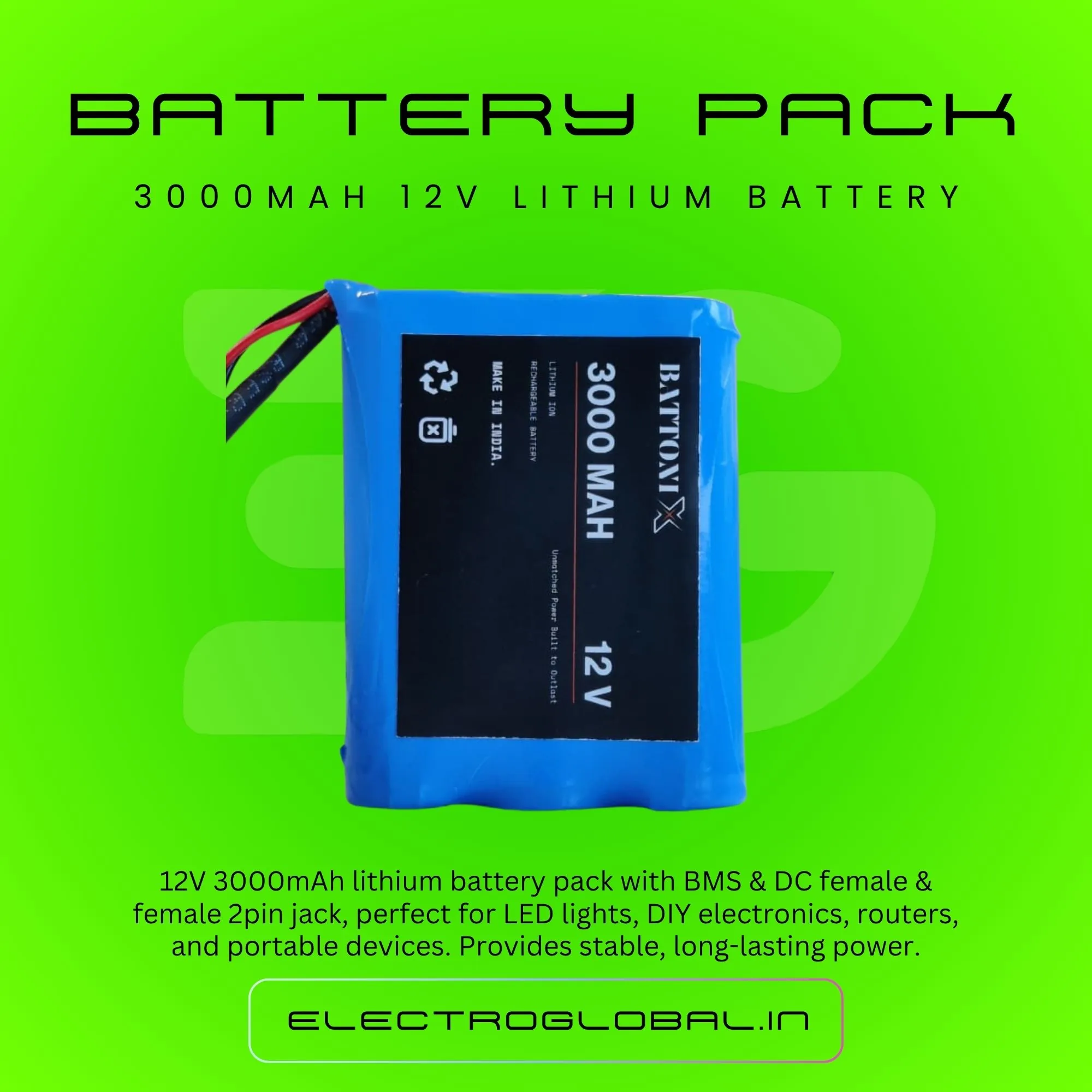 3000 Mah Rechargeable Battery, 12V Battery Pack, 12 Volt Lithium Battery for DIY Projects, Lithium Battery and Lithium Rechargeable Battery alternate