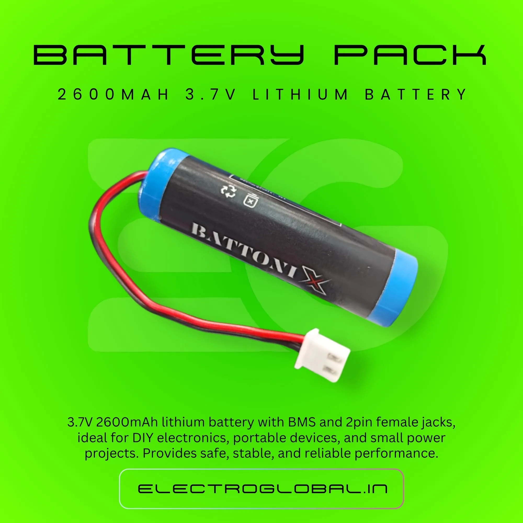 2600mAh 3.7V 18650 Li-ion Lithium Rechargeable Cell Battery for RC Car Battery 3.7V Compatible with BMS alternate