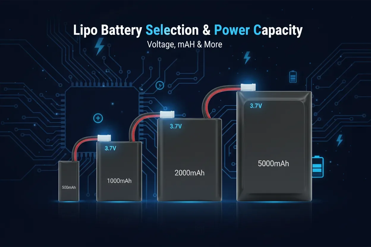 3000mAh LiPo battery connected to a Raspberry Pi Pico for portable electronics projects