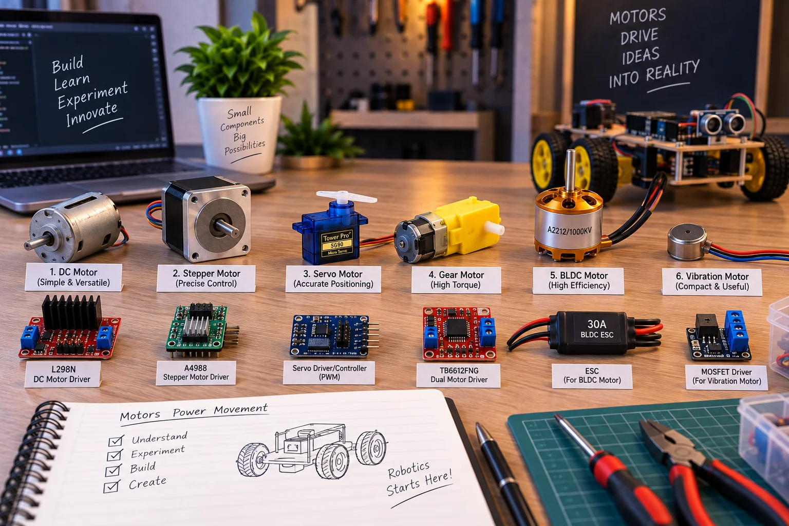 6 Essential Motors and Drivers for Robotics: A Beginner's Guide