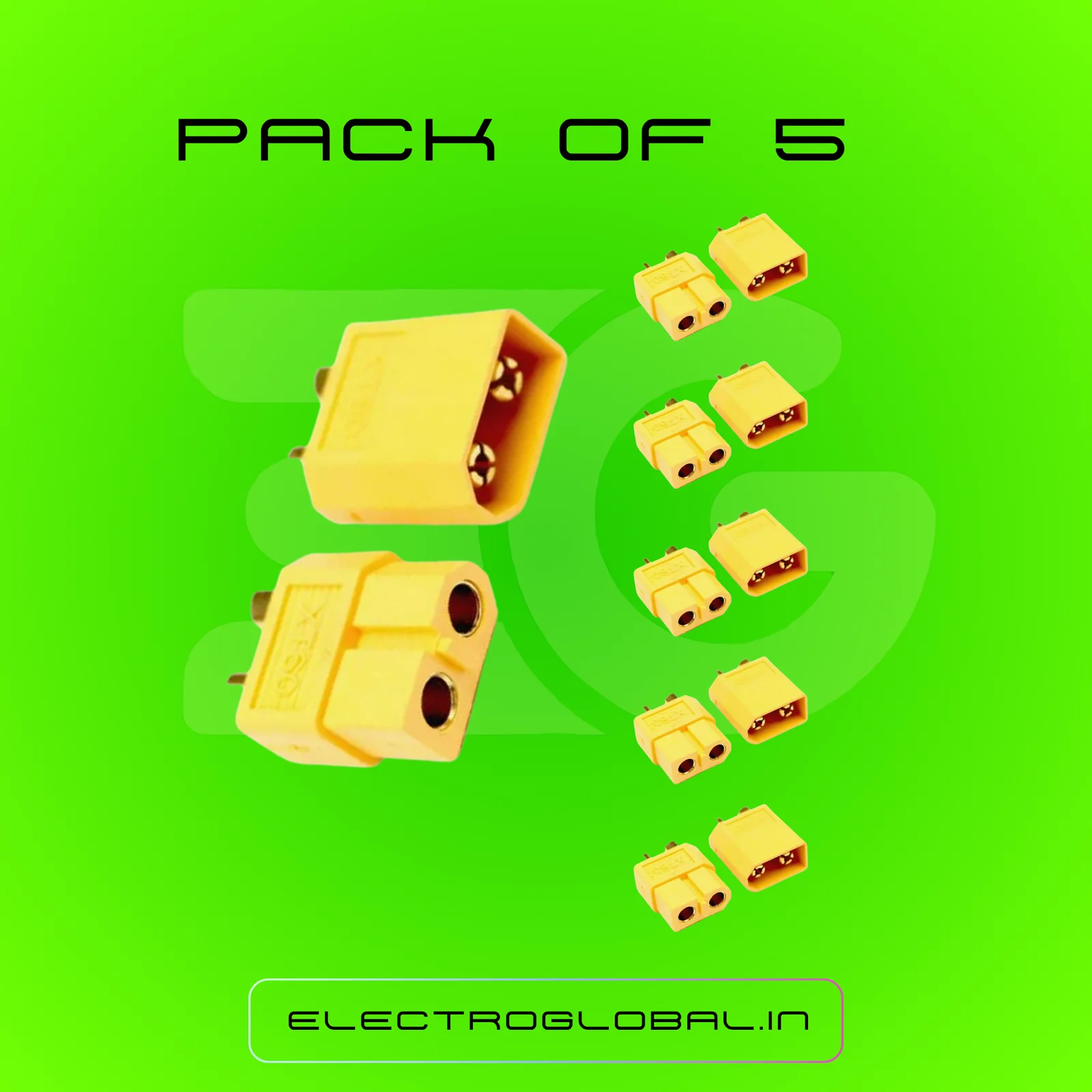 XT60 Connector Male Female Pair – Reliable Battery Connector for RC Projects, Male Female Wire Connector 2 Pin for Easy Connections  (Pack of 5) 3