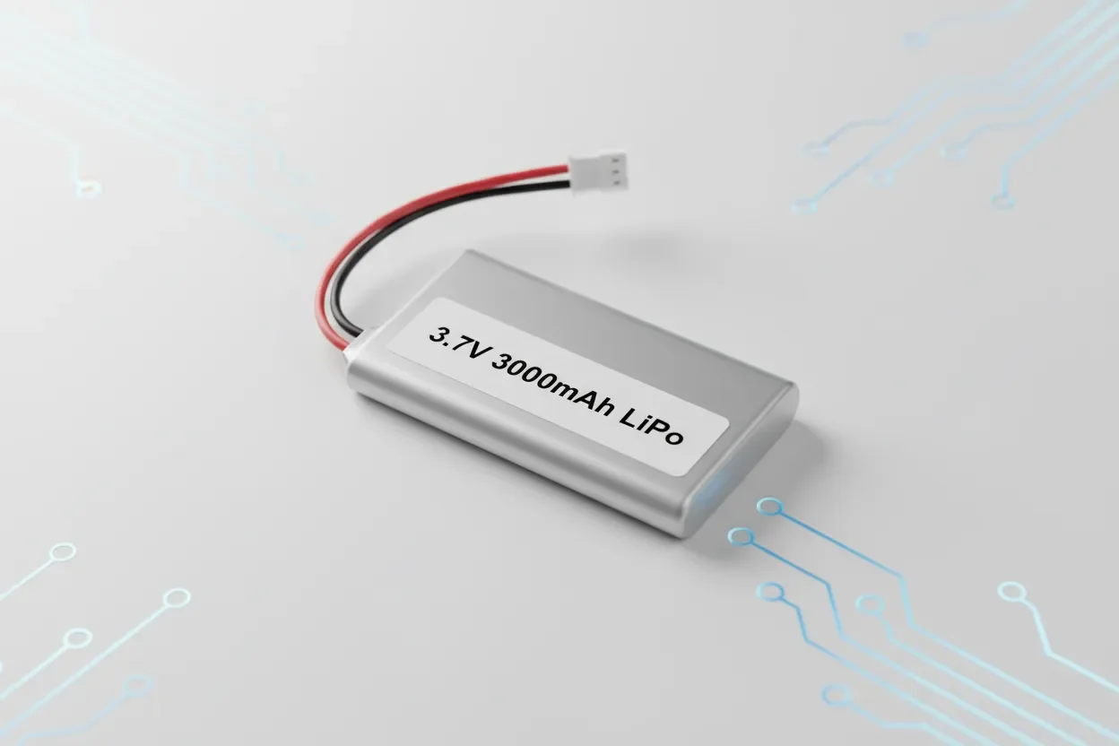 3000mah lipo battery powering a portable DIY electronics project