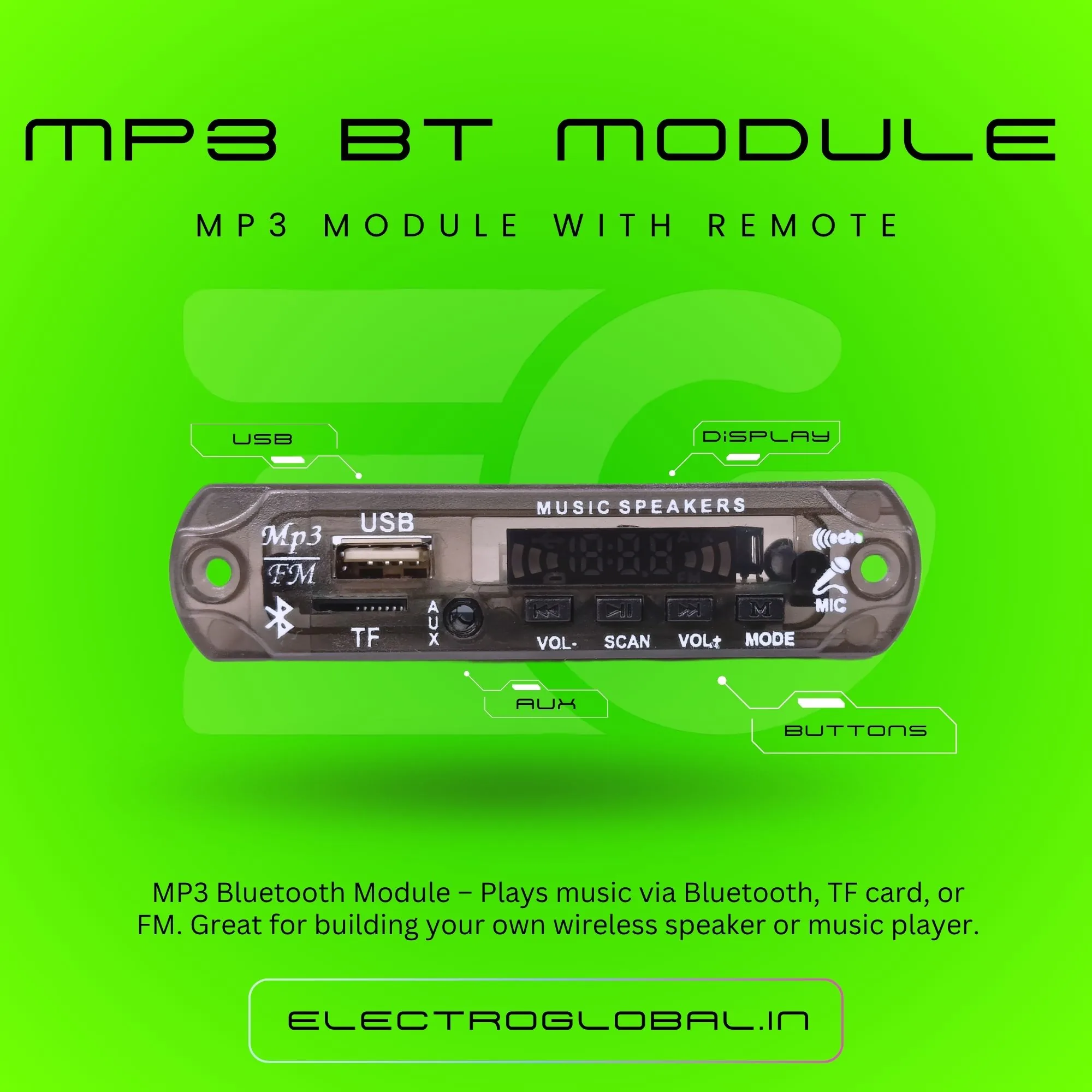 Bluetooth Speaker Module, FM Module, and MP3 Player Compatible with FM Radio with Bluetooth Functionality 4