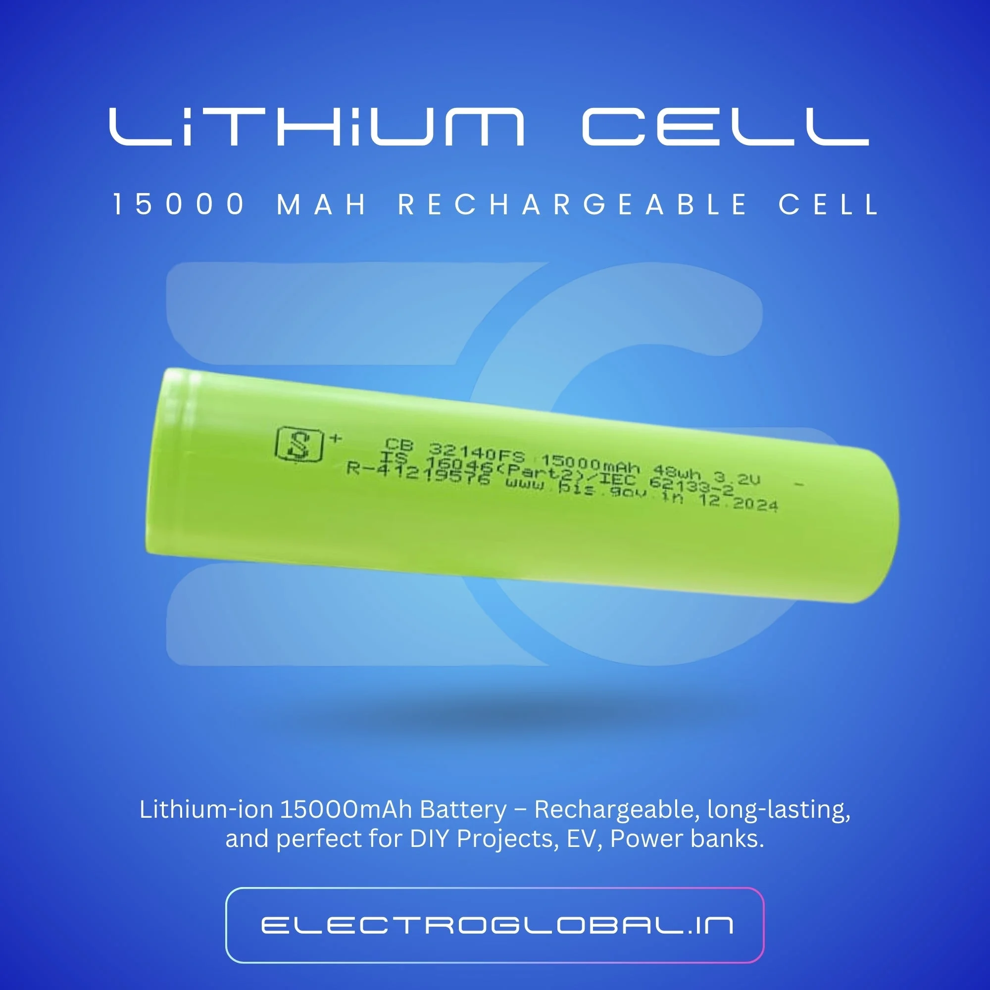15,000mAh 3.2V Rechargeable LiFePO4 Battery â High-Capacity Lithium Battery for Portable Devices & EV Applications 3